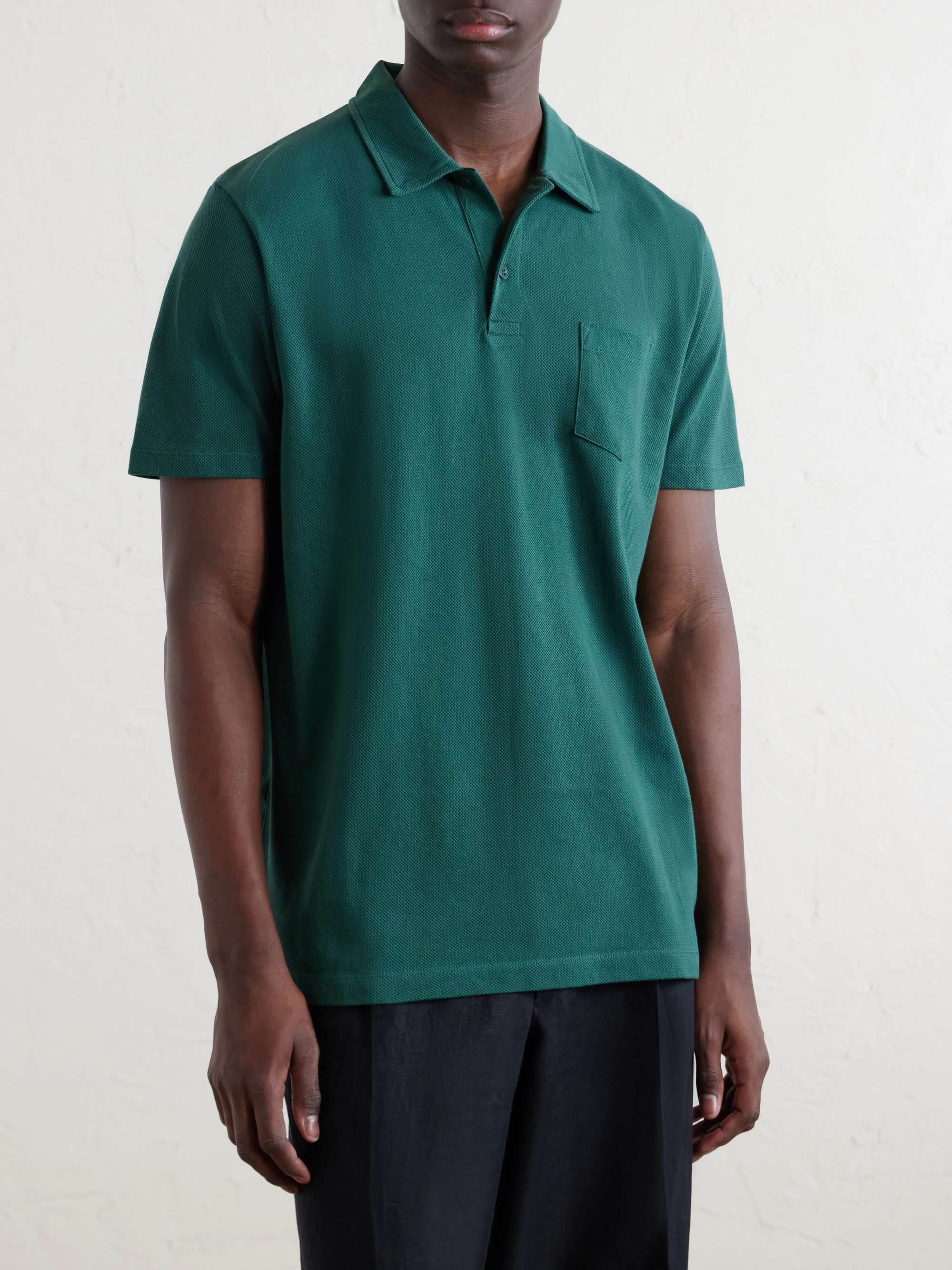 SUNSPEL Riviera Slim-Fit Cotton-Mesh Polo Shirt