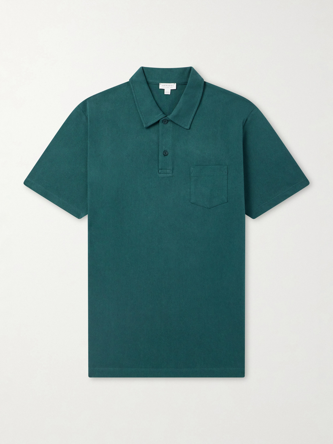 Sunspel Riviera Slim-fit Cotton-mesh Polo Shirt In Green