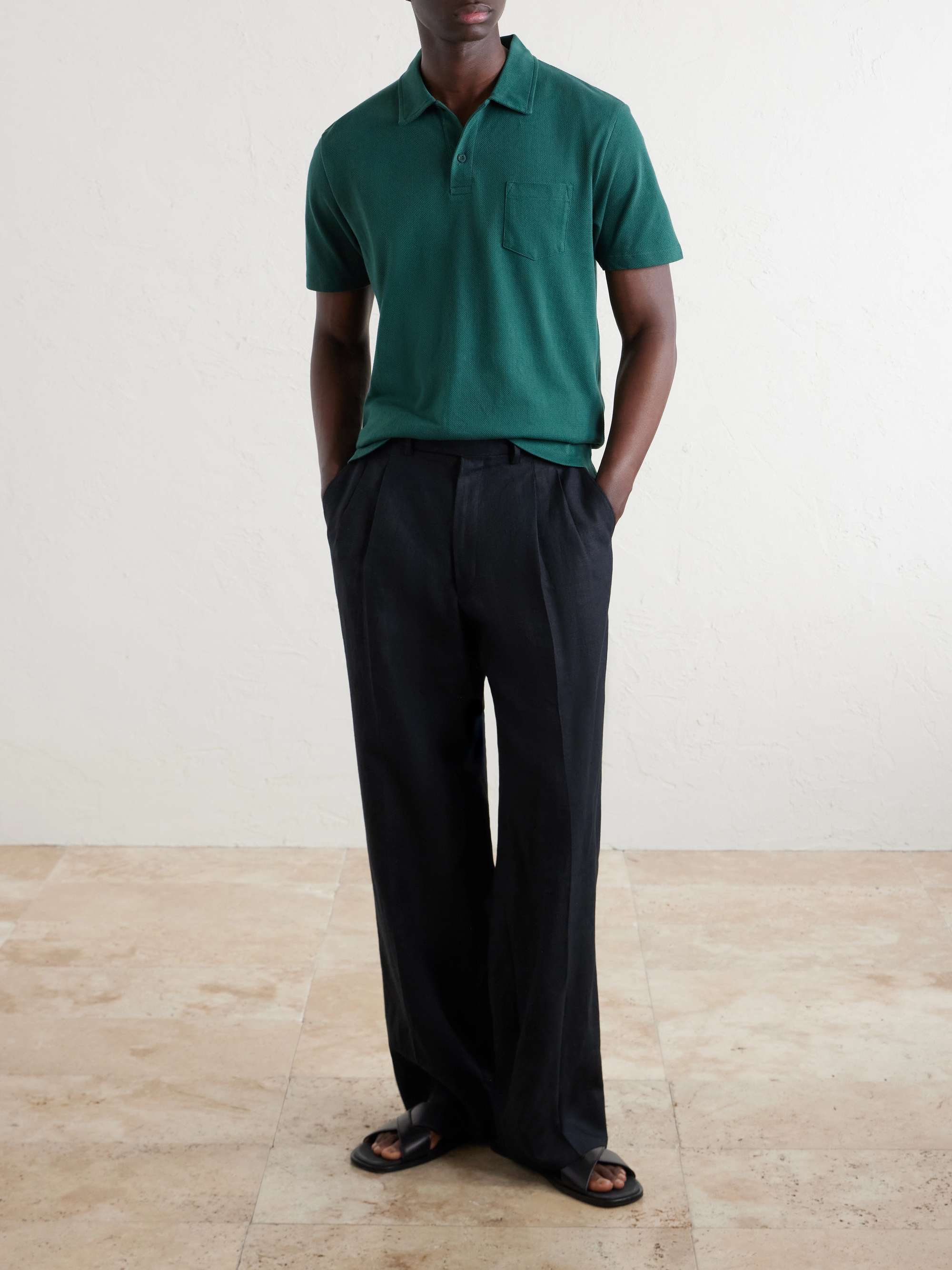 SUNSPEL Riviera Slim-Fit Cotton-Mesh Polo Shirt