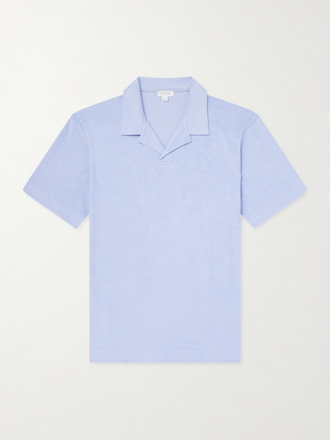 Sunspel Sea Island Cotton-terry Polo Shirt In Blue