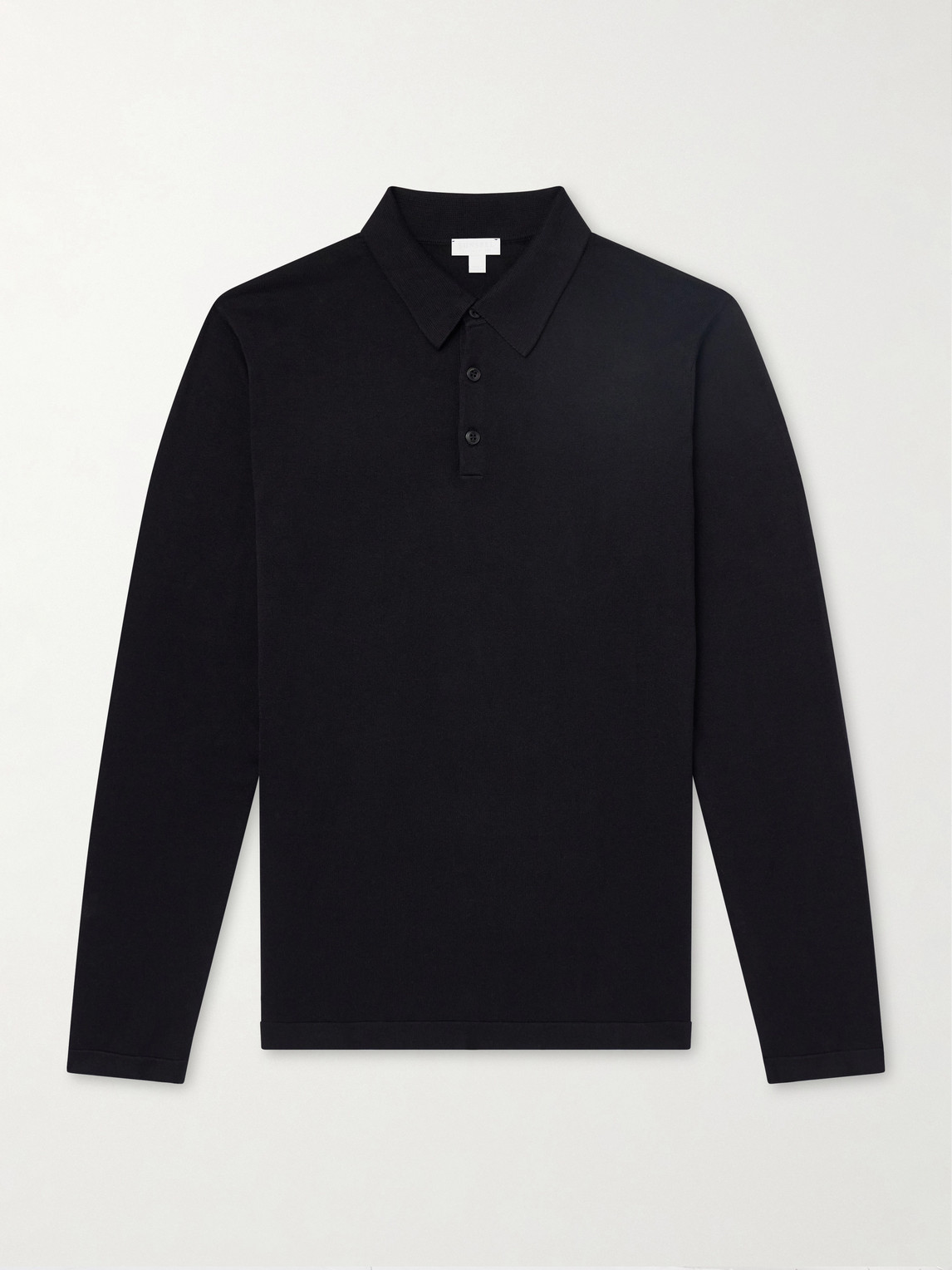 Sunspel Sea Island Cotton Polo Shirt In Black