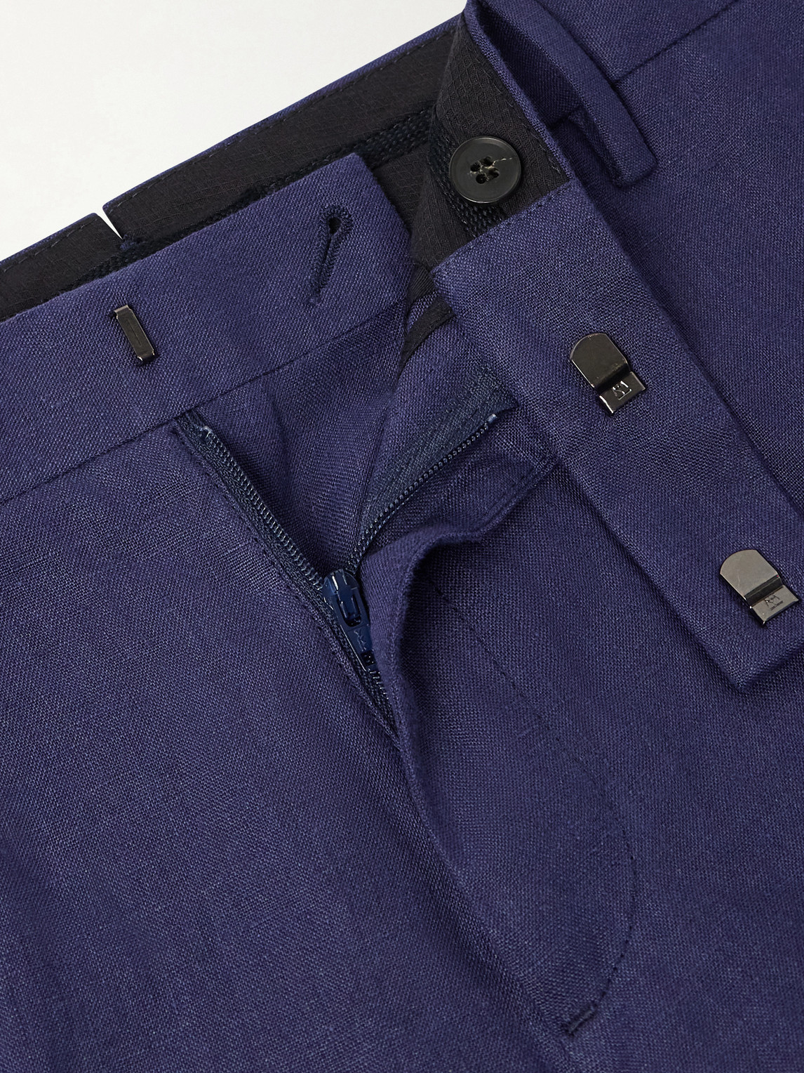 Straight-Leg Pleated Linen Suit Trousers