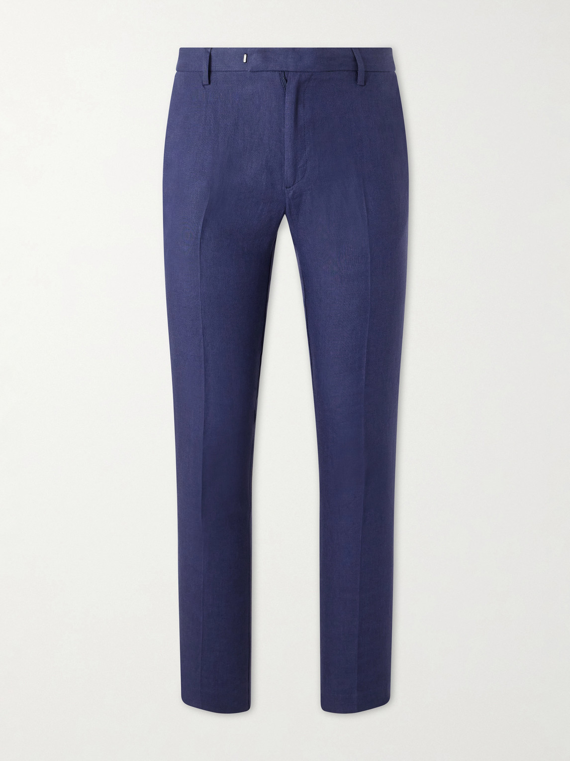 Sunspel Straight-leg Pleated Linen Suit Trousers In Blue
