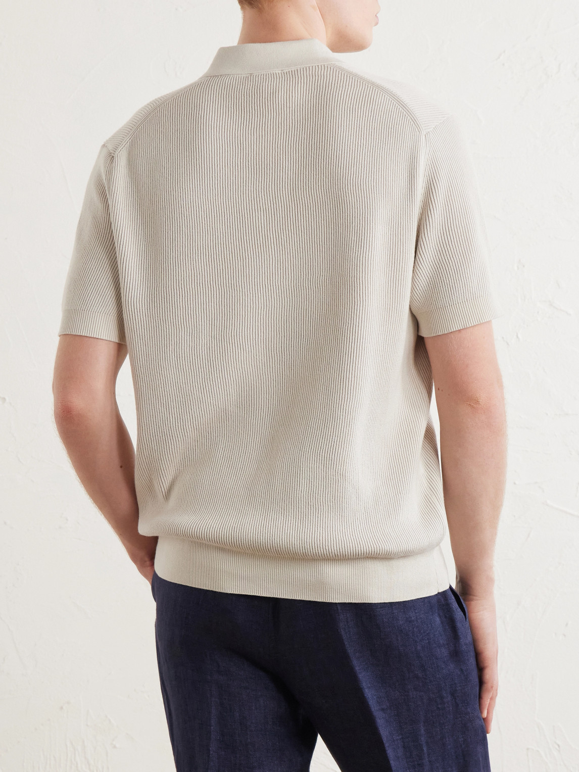  Sunspel - Ribbed Cotton Polo-shirt - Men - Neutrals - S 