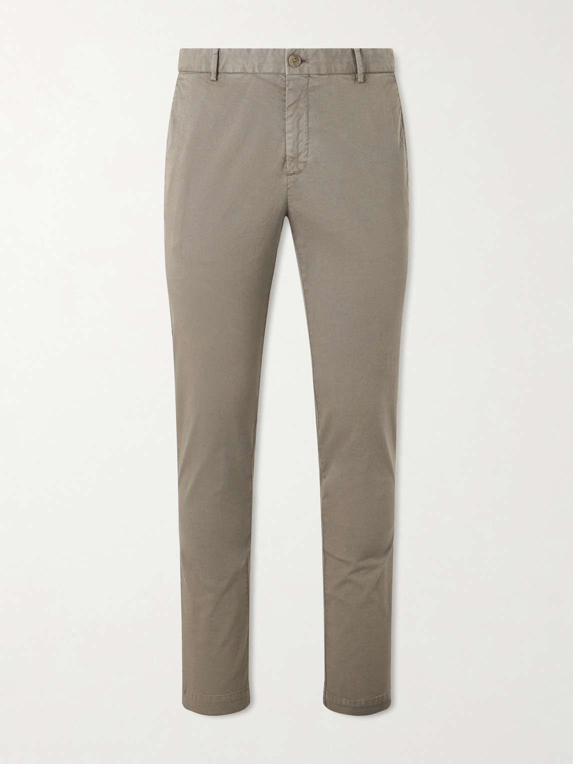 Sunspel Straight-leg Garment-dyed Cotton-blend Twill Chinos In Brown