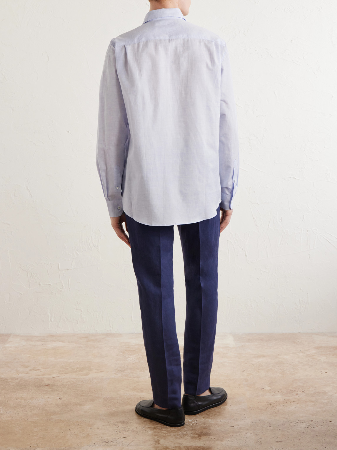 Camp-Collar Cotton And Linen-Blend Shirt