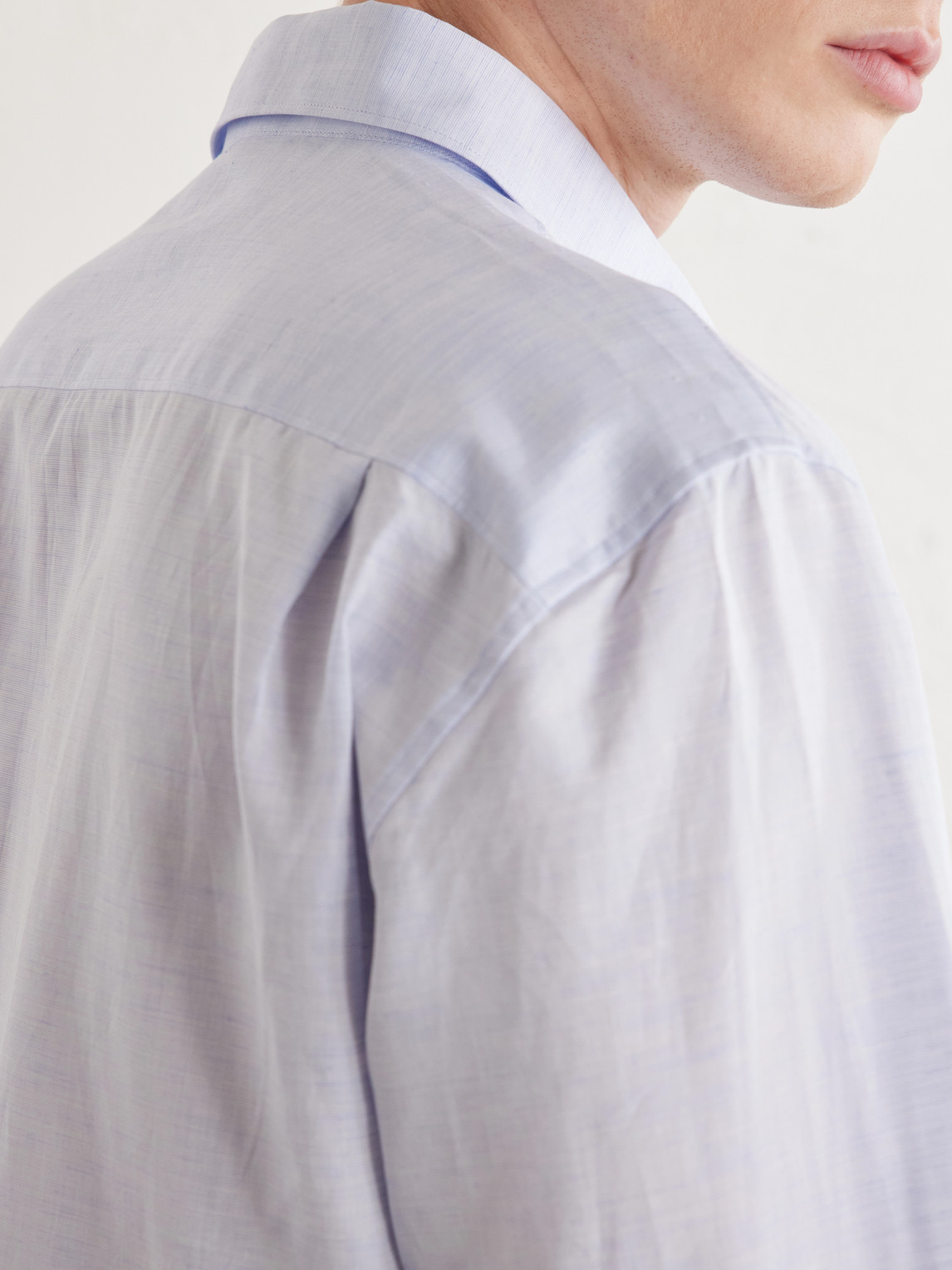 Camp-Collar Cotton And Linen-Blend Shirt
