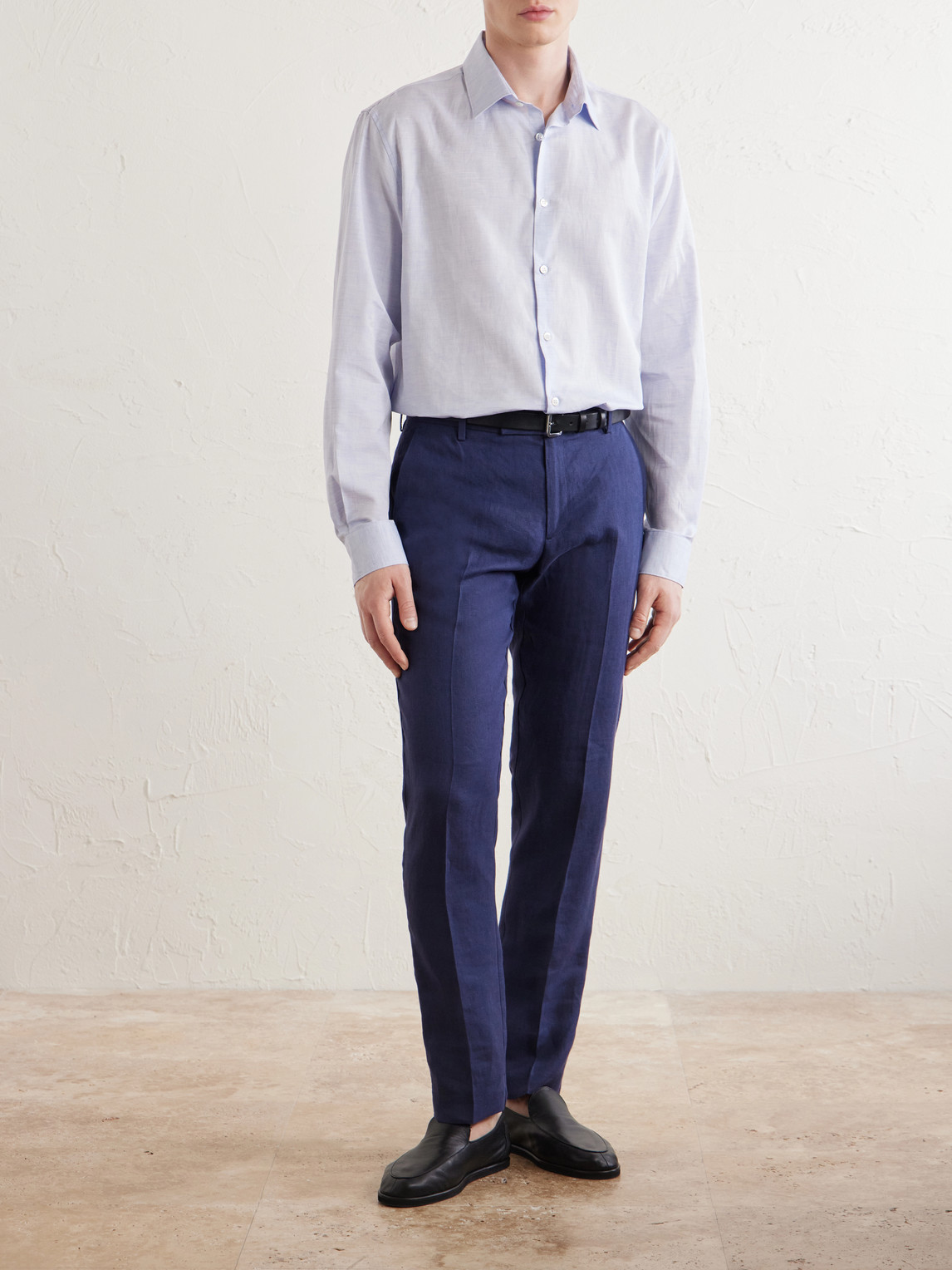 Camp-Collar Cotton And Linen-Blend Shirt