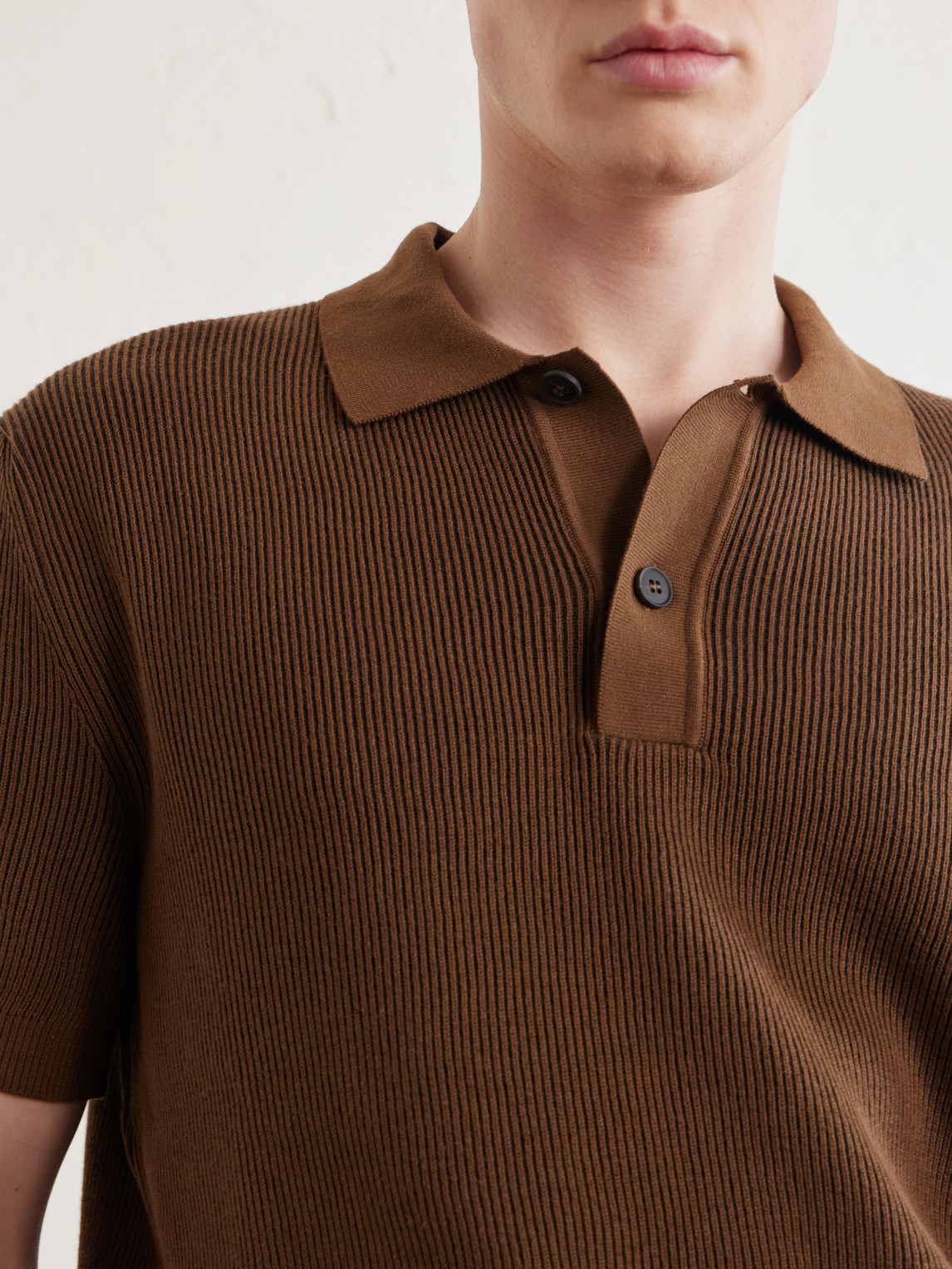 Ribbed Cotton Polo-Shirt