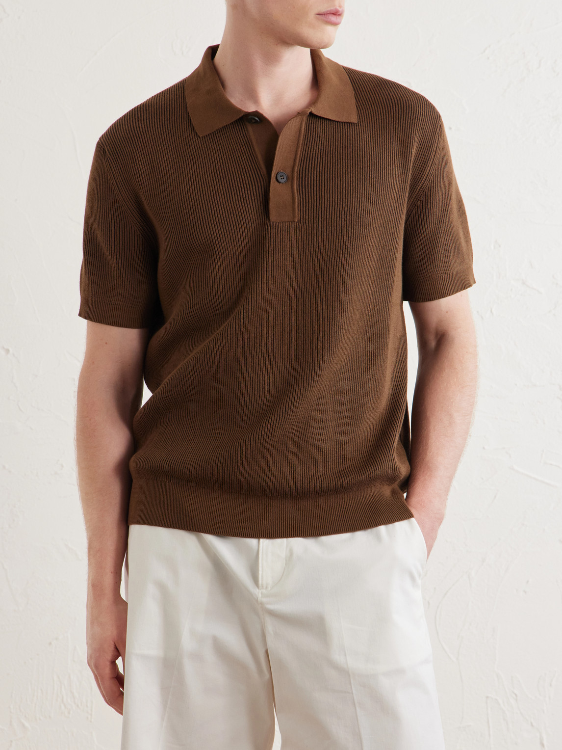 Ribbed Cotton Polo-Shirt
