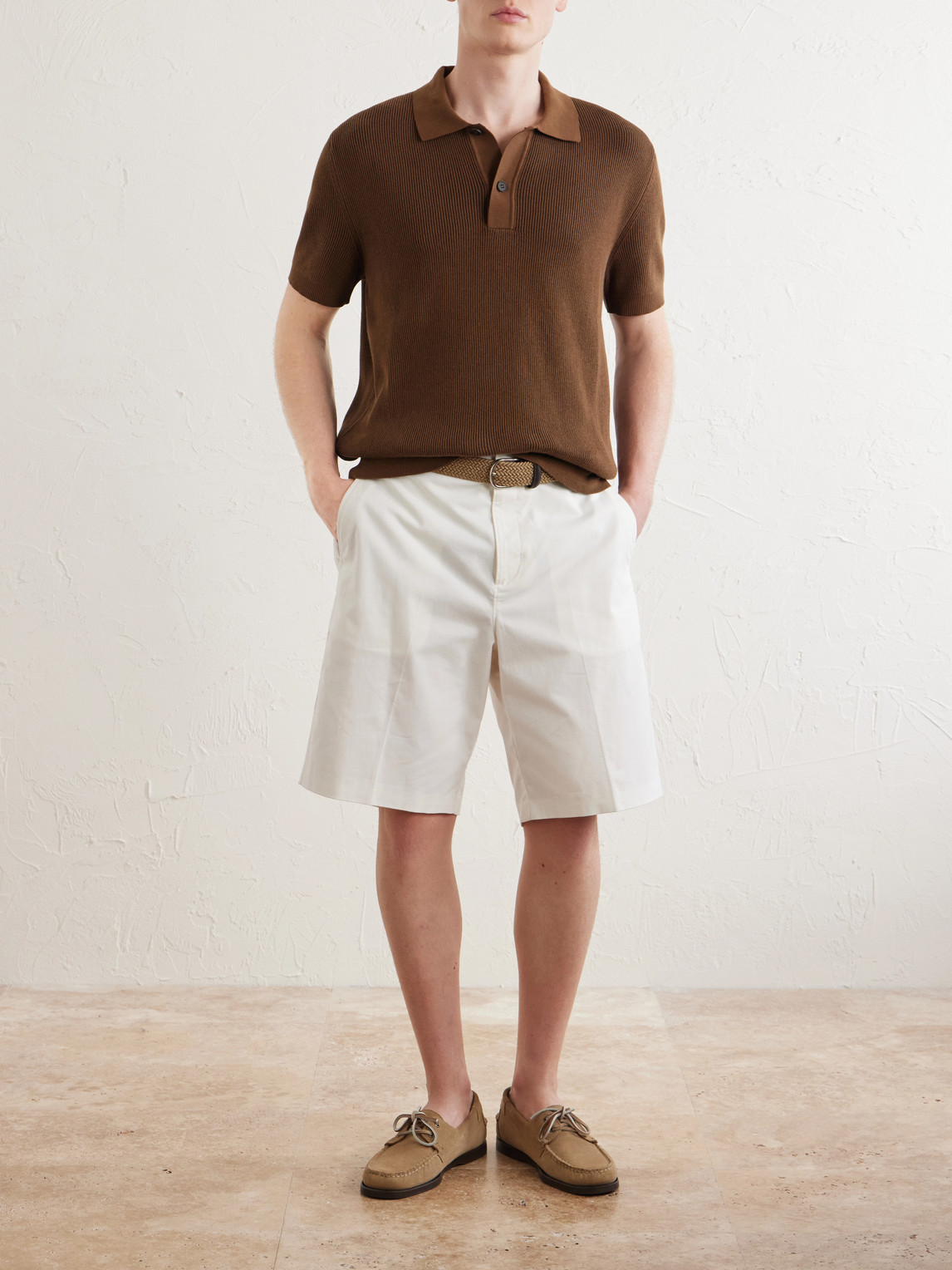 Ribbed Cotton Polo-Shirt