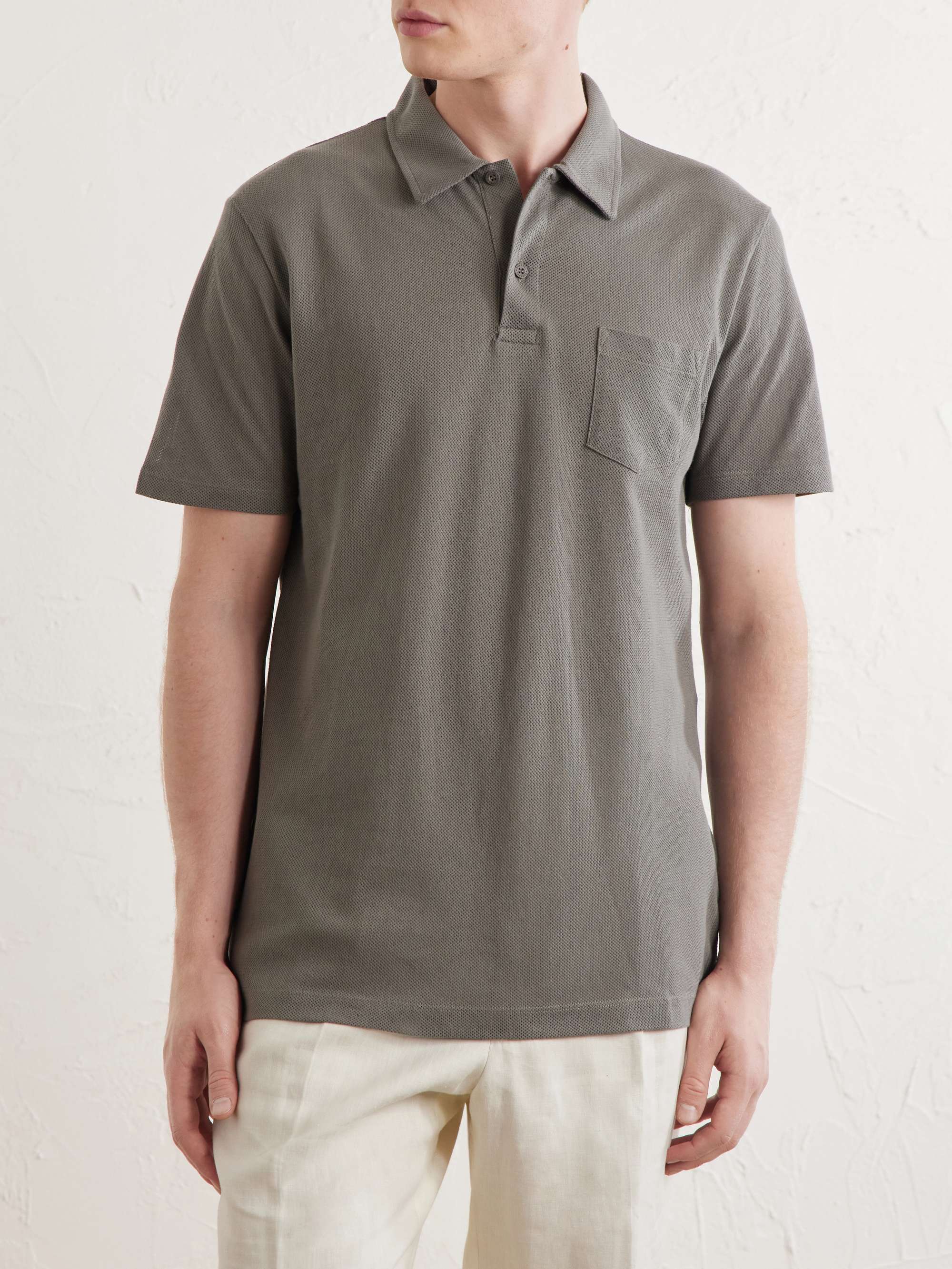 SUNSPEL Riviera Slim-Fit Cotton-Mesh Polo Shirt