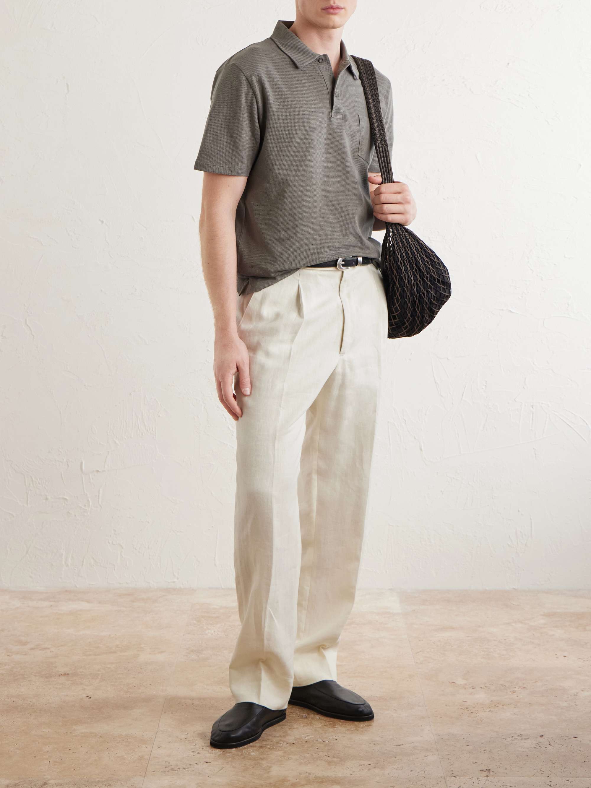SUNSPEL Riviera Slim-Fit Cotton-Mesh Polo Shirt