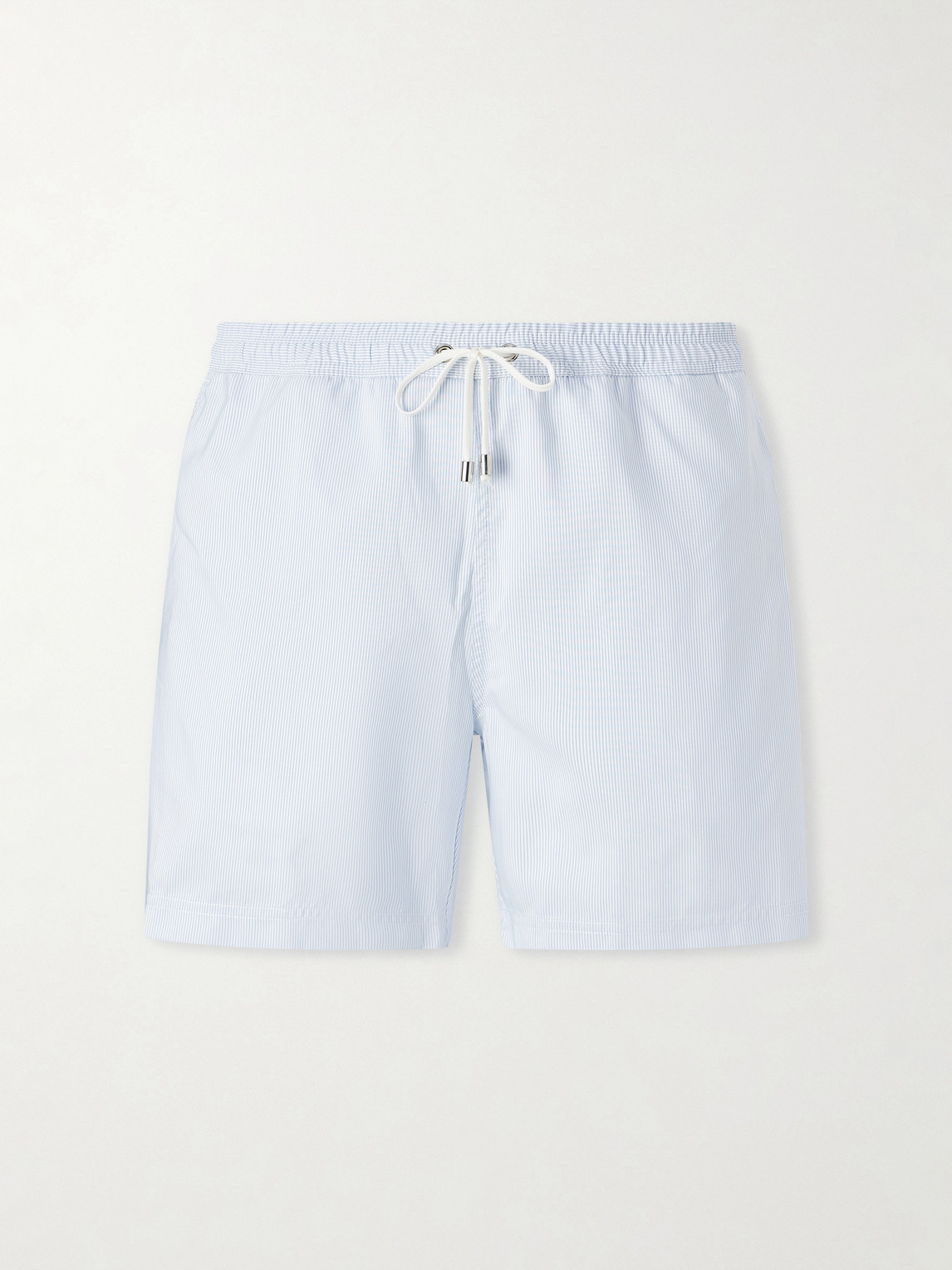 Sunspel Fine Striped Straight-leg Swim Shorts In Blue