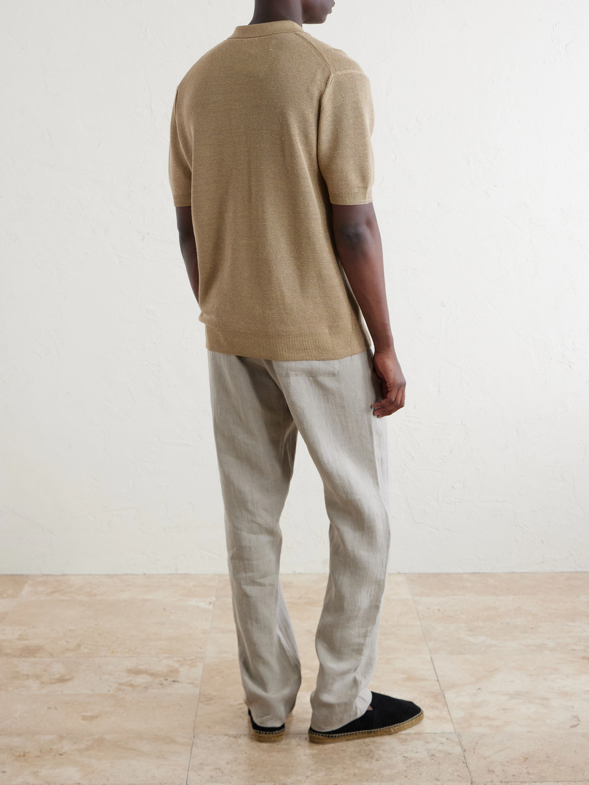 Honeycomb-Knit Linen And Silk-Blend Polo Shirt