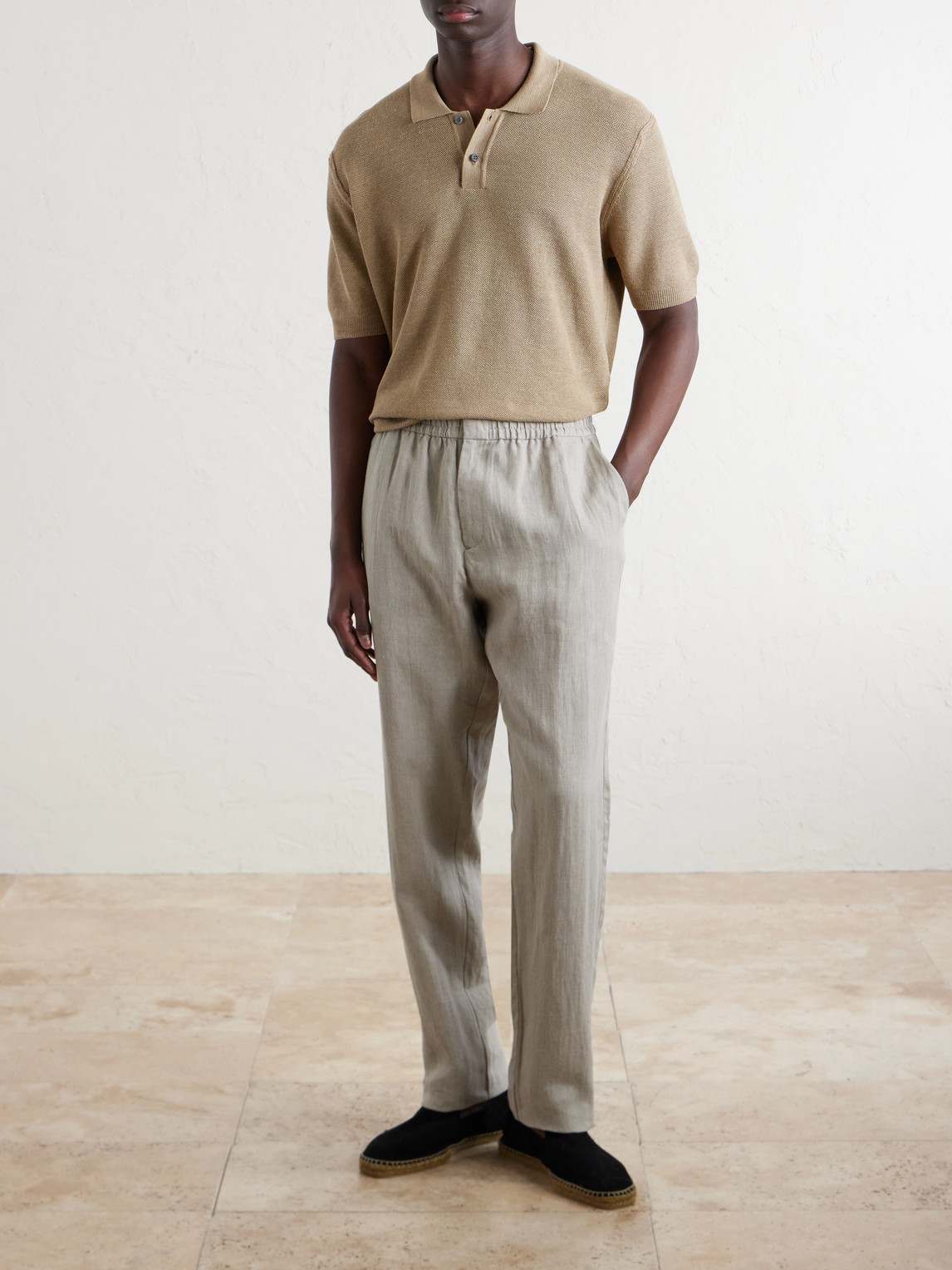 Honeycomb-Knit Linen And Silk-Blend Polo Shirt