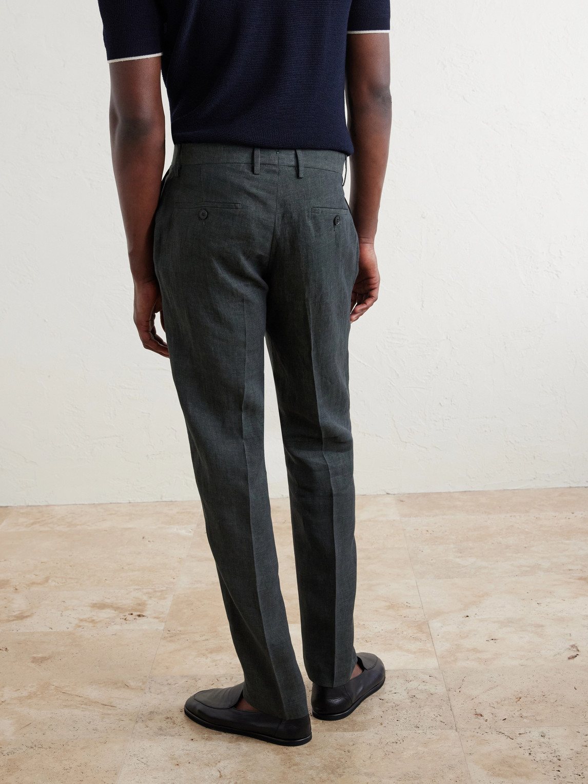  Sunspel - Straight-leg Pleated Linen Suit Trousers - Men - Green - Uk/us 30 
