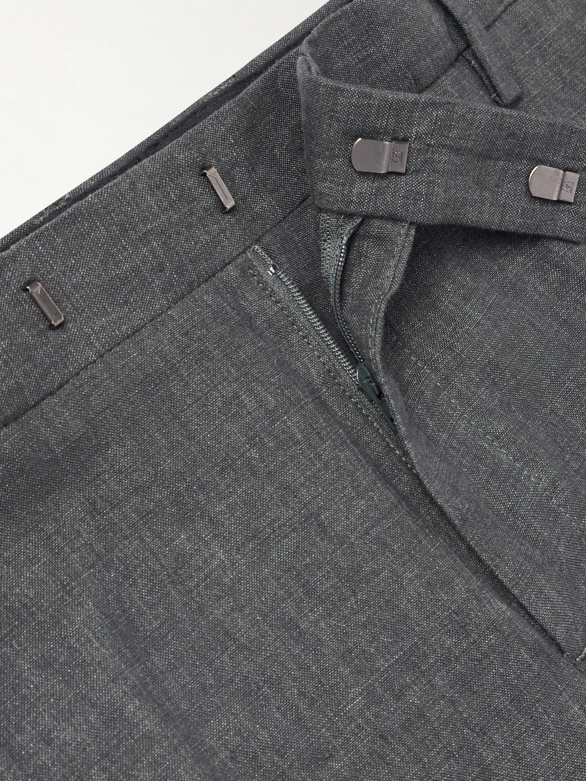 Straight-Leg Pleated Linen Suit Trousers