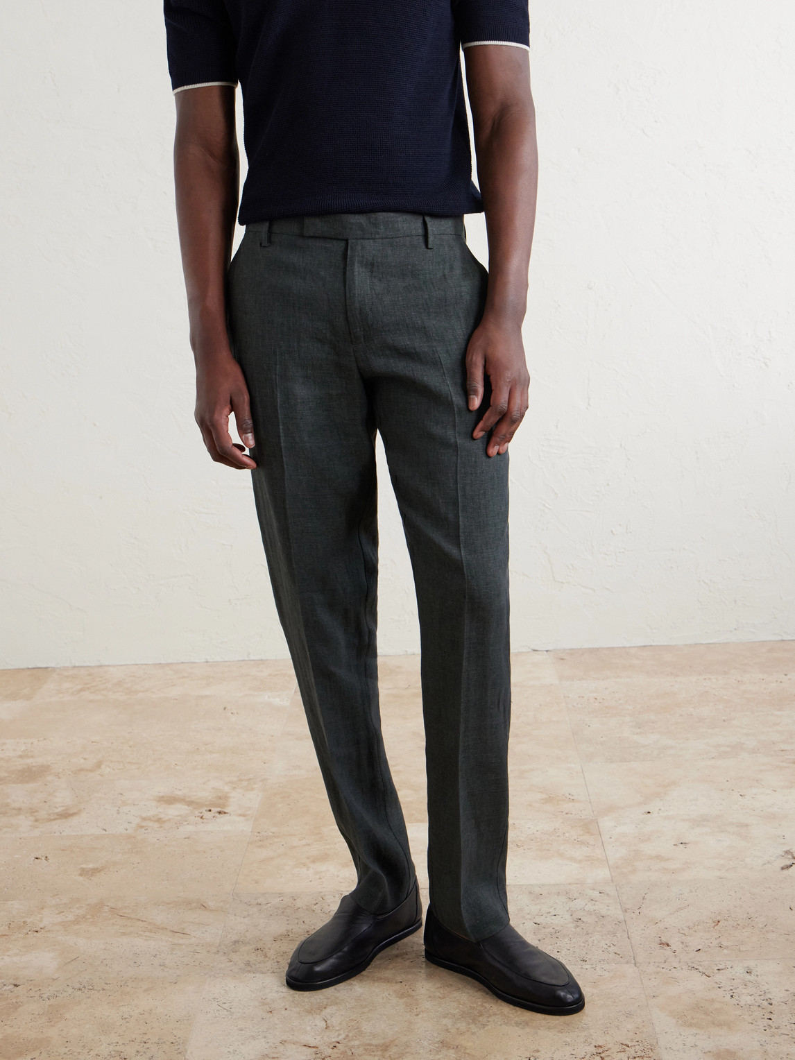  Sunspel - Straight-leg Pleated Linen Suit Trousers - Men - Green - Uk/us 30 