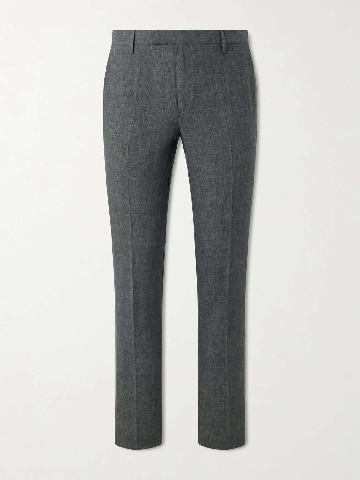 Sunspel Straight-leg Pleated Linen Suit Trousers In Gray