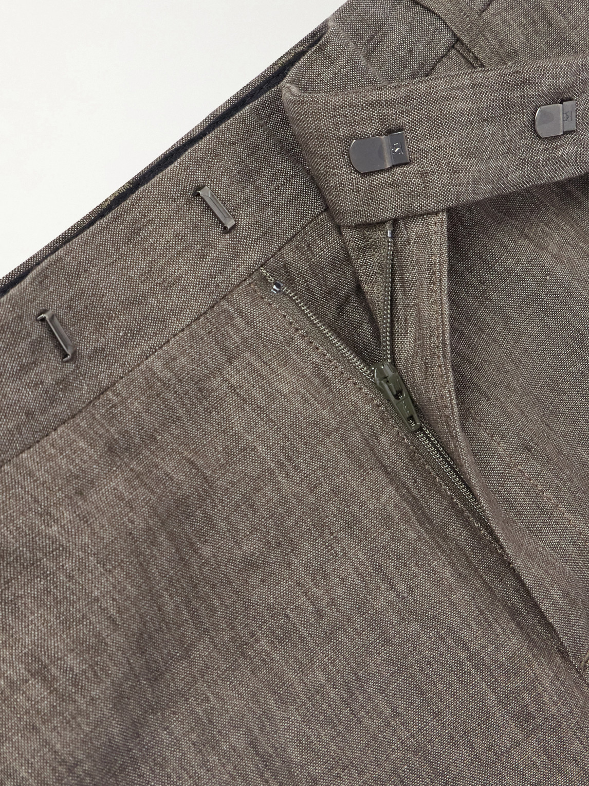 Straight-Leg Pleated Linen Suit Trousers