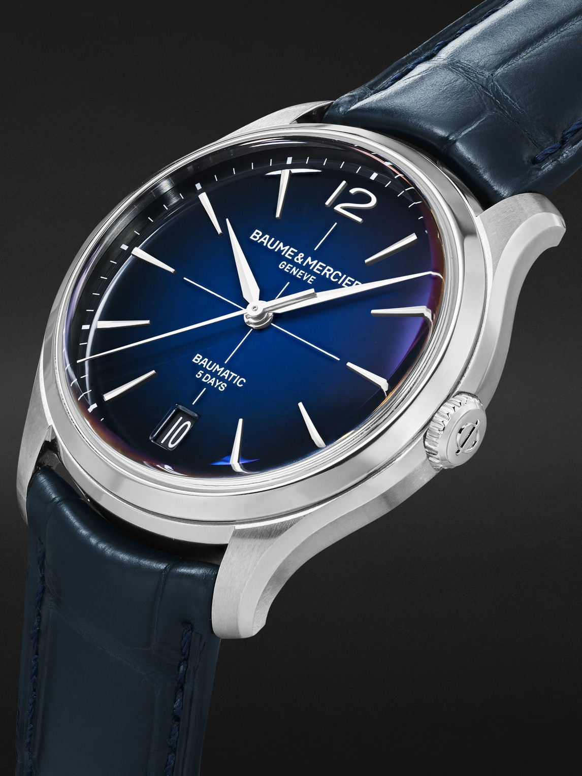  Baume & Mercier - Clifton Automatic 39mm Stainless Steel And Alligator Watch, Ref. No. 10771 - Men - Blue 