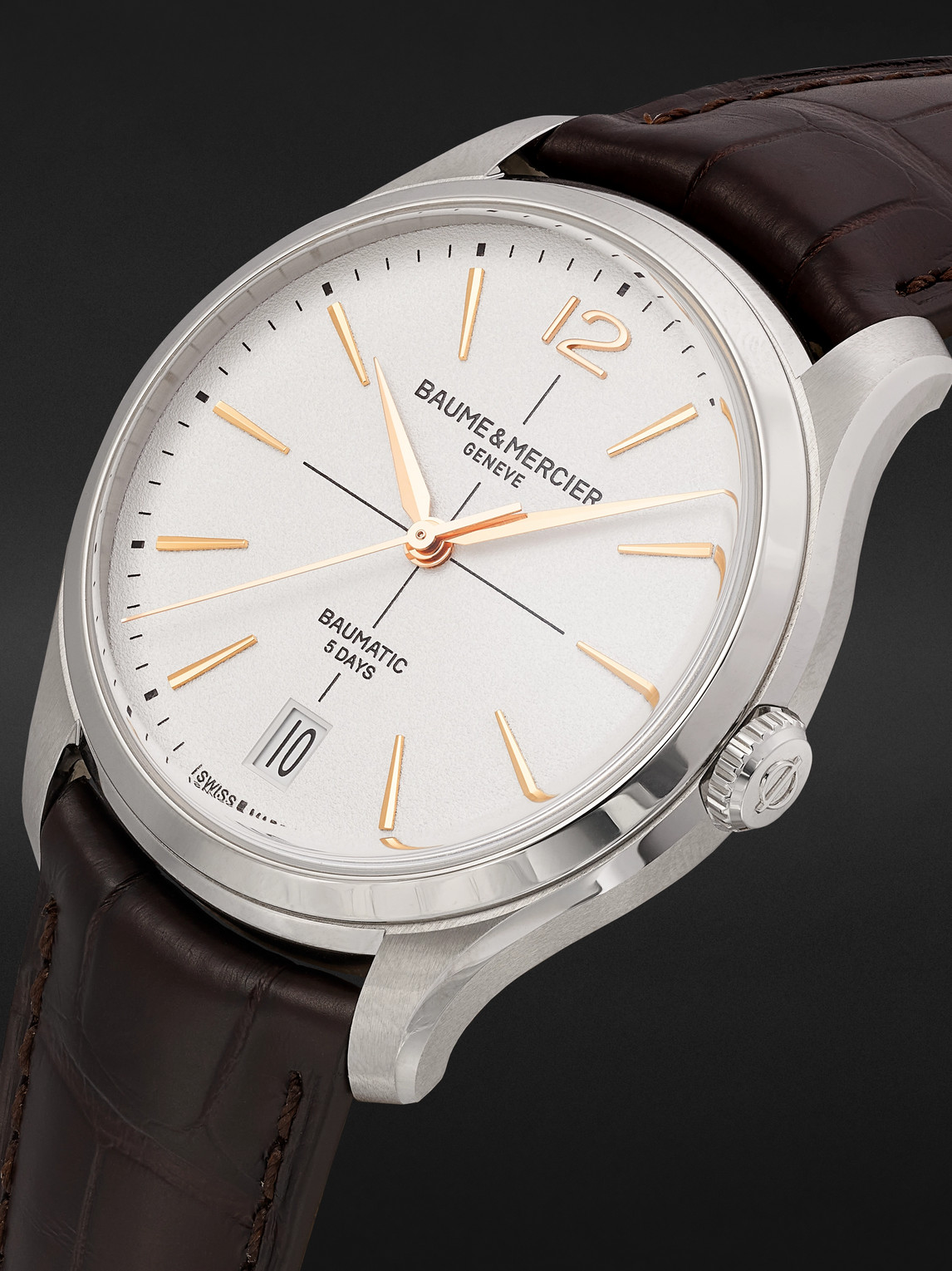  Baume & Mercier - Clifton Automatic 39mm Stainless Steel And Alligator Watch, Ref. No. 10773 - Men - White 