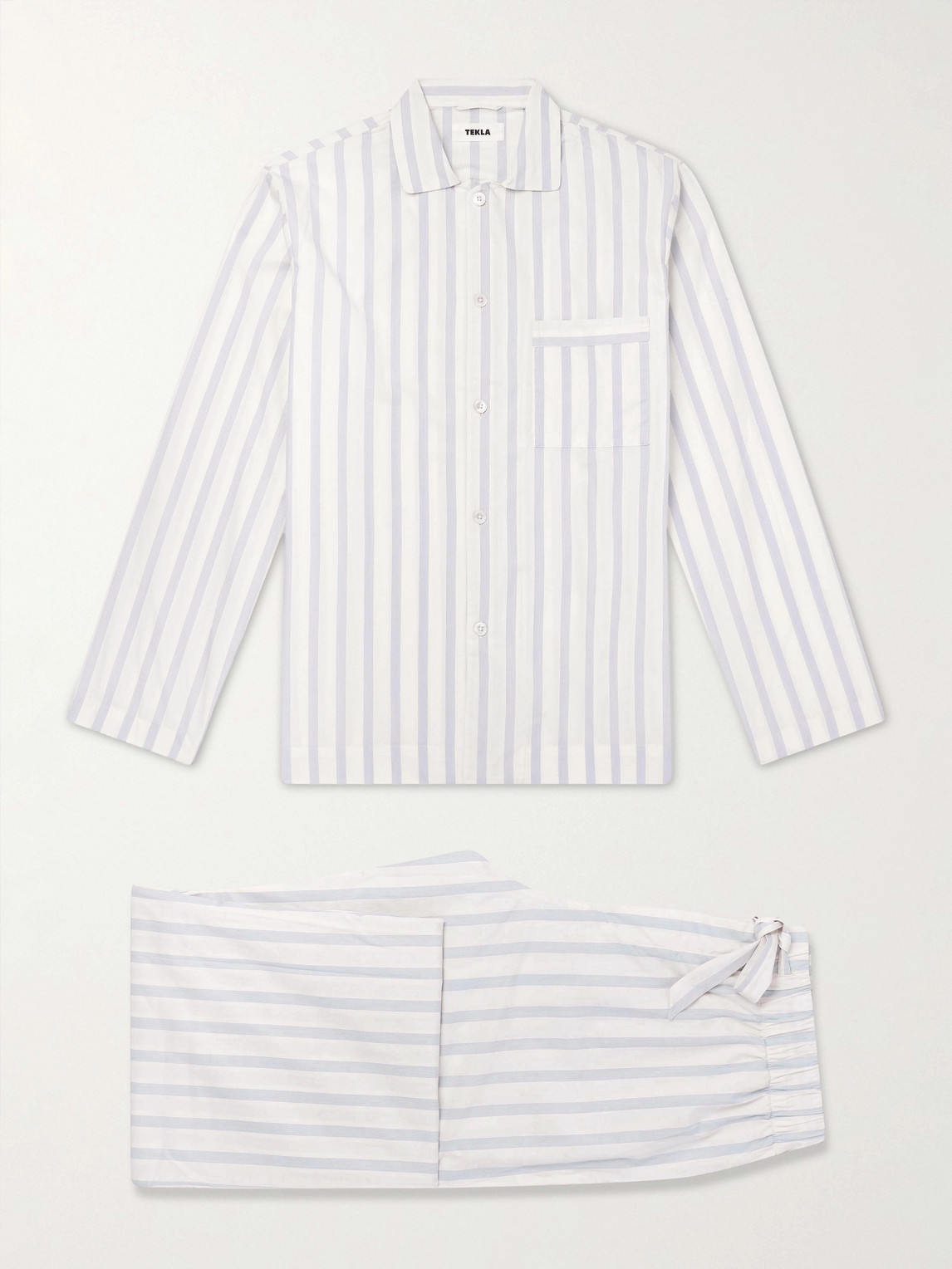 Tekla Striped Cotton-poplin Pyjama Set In Neutral