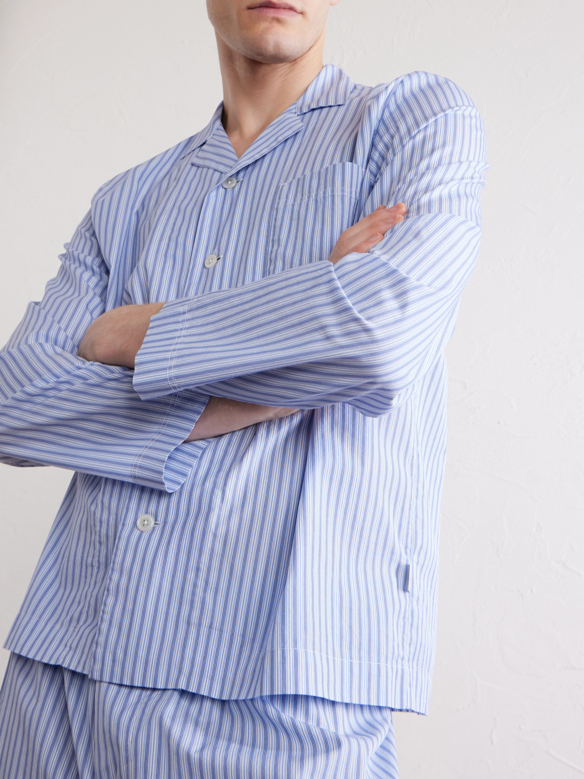 Camp-Collar Striped Organic Cotton Pyjama Shirt