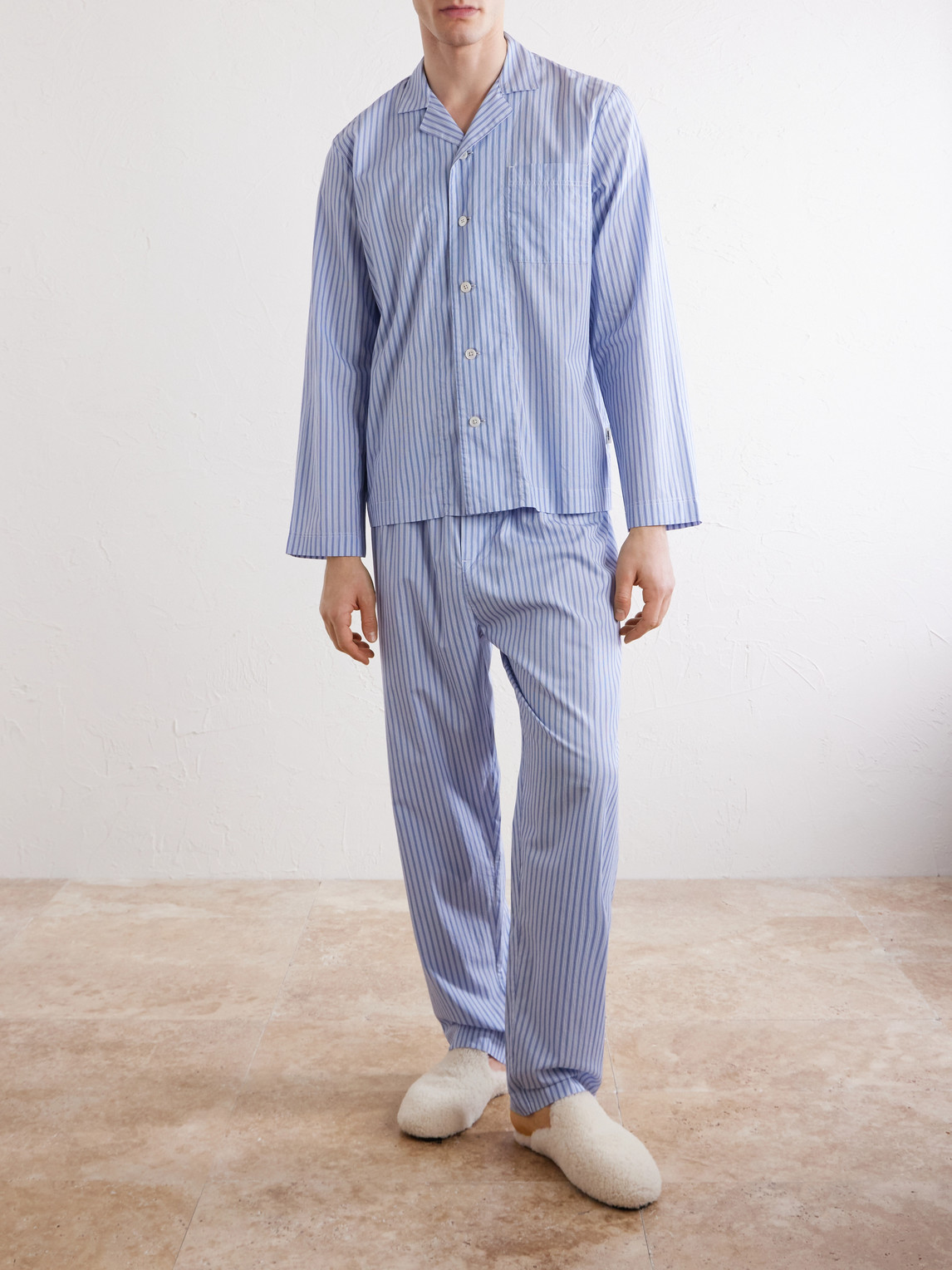 Camp-Collar Striped Organic Cotton Pyjama Shirt