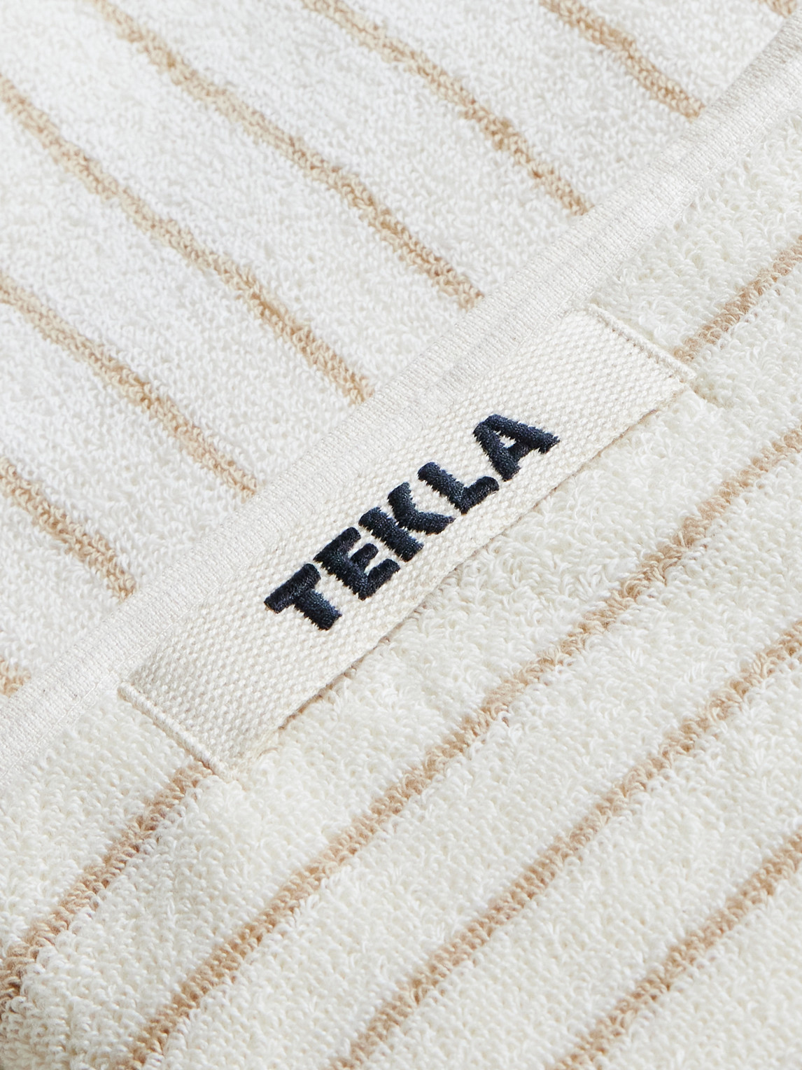 Tekla Sienna Stripes Bordered Organic-cotton Hand Towel 50cm X 80cm In Neutral