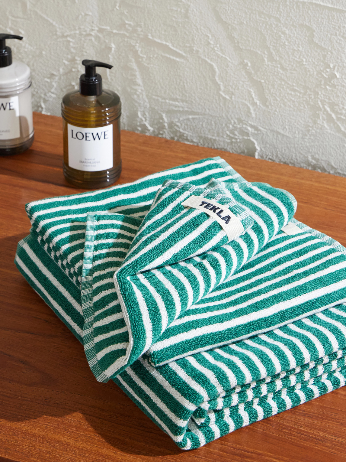 Set of Three Logo-Appliquéd Striped Organic Cotton Towels — 2