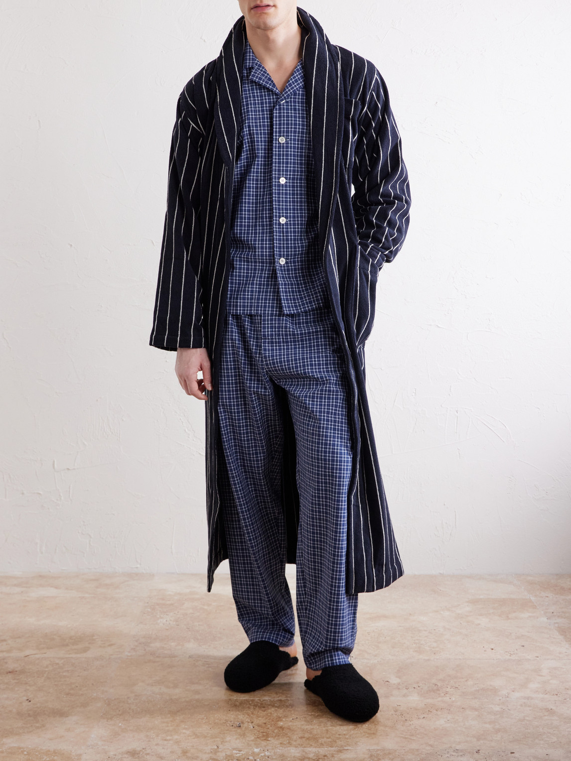 Camp-Collar Checked Organic Cotton Pyjama Shirt
