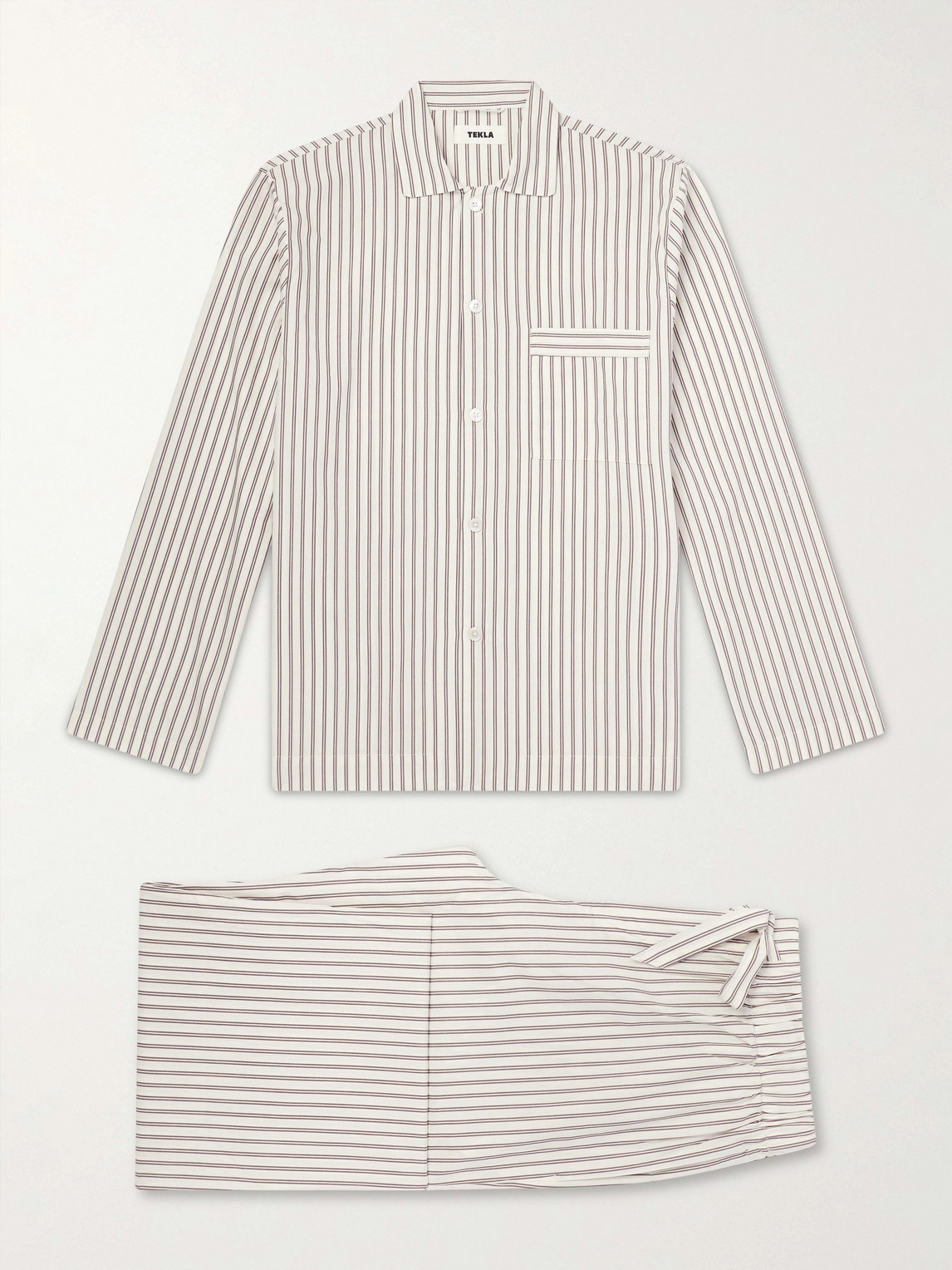 Tekla Striped Cotton-poplin Pyjama Set In Neutral