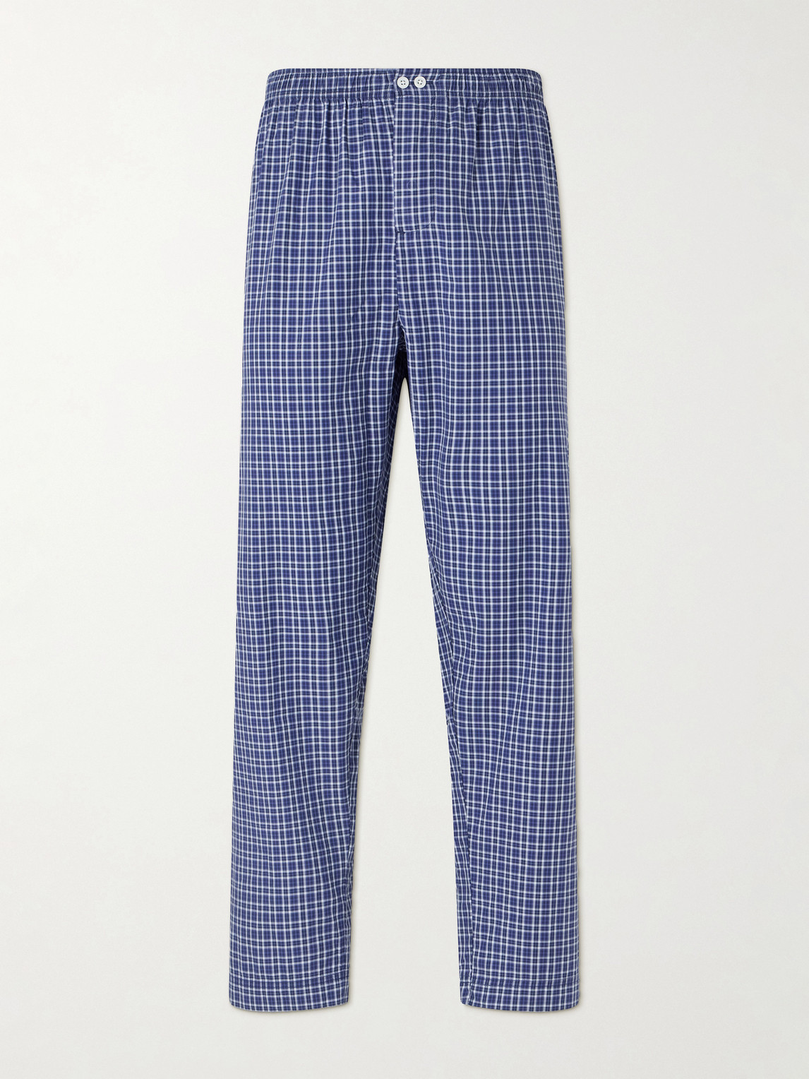 Tekla Straight-leg Checked Organic Cotton-poplin Pyjama Trousers In Blue