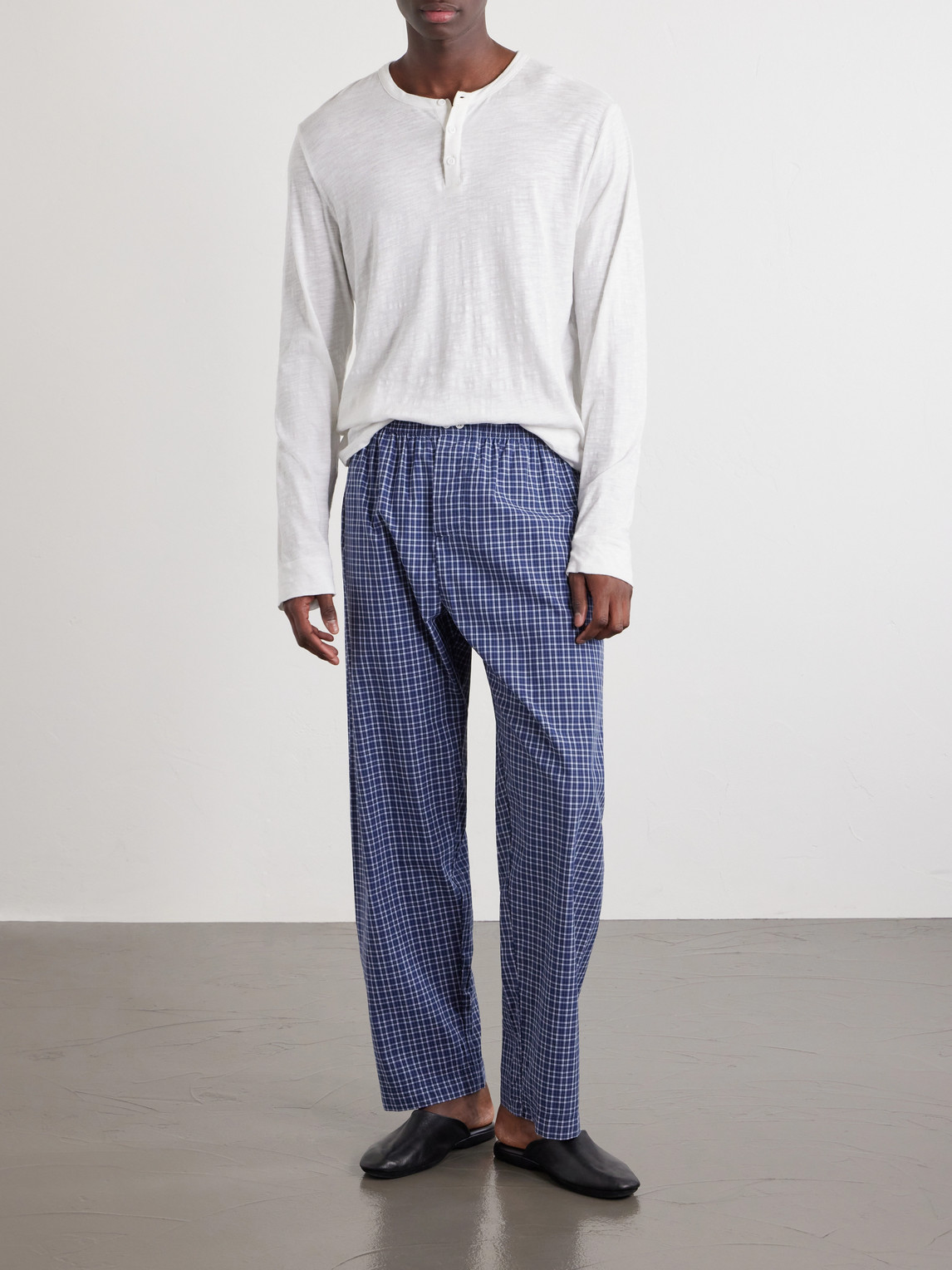 Straight-Leg Checked Organic Cotton-Poplin Pyjama Trousers
