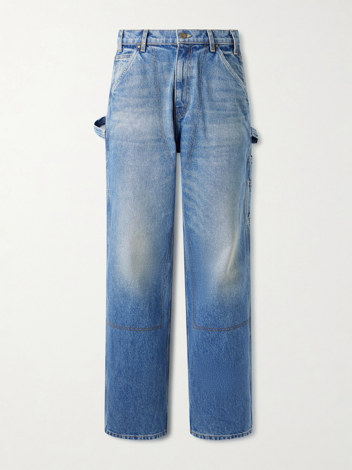 Cherry Los Angeles Paint-splattered Distressed Straight-leg Jeans In Blue