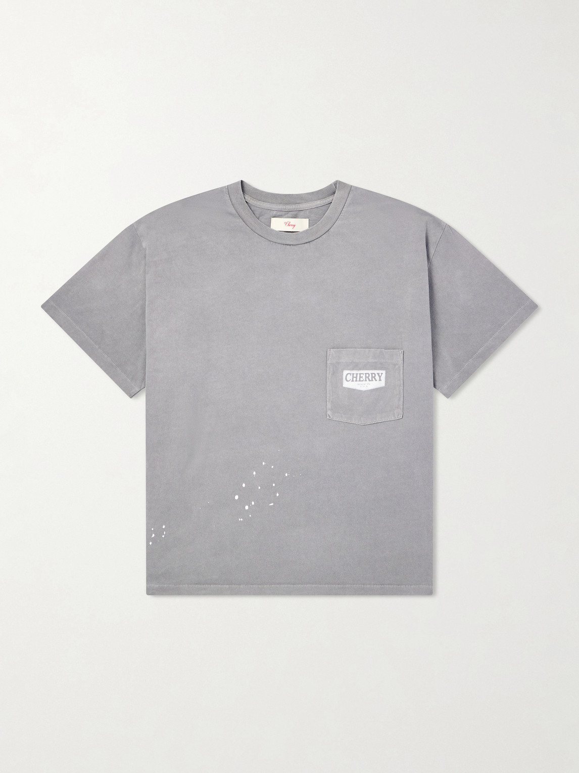 Cherry Los Angeles Logo-print Paint-splattered Cotton-jersey T-shirt In Gray
