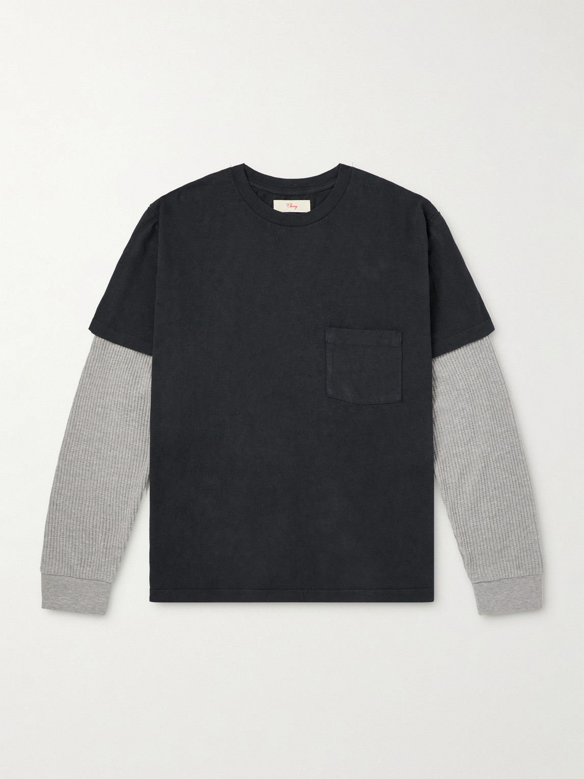 Cherry Los Angeles Waffle-trim Cotton-jersey T-shirt In Black