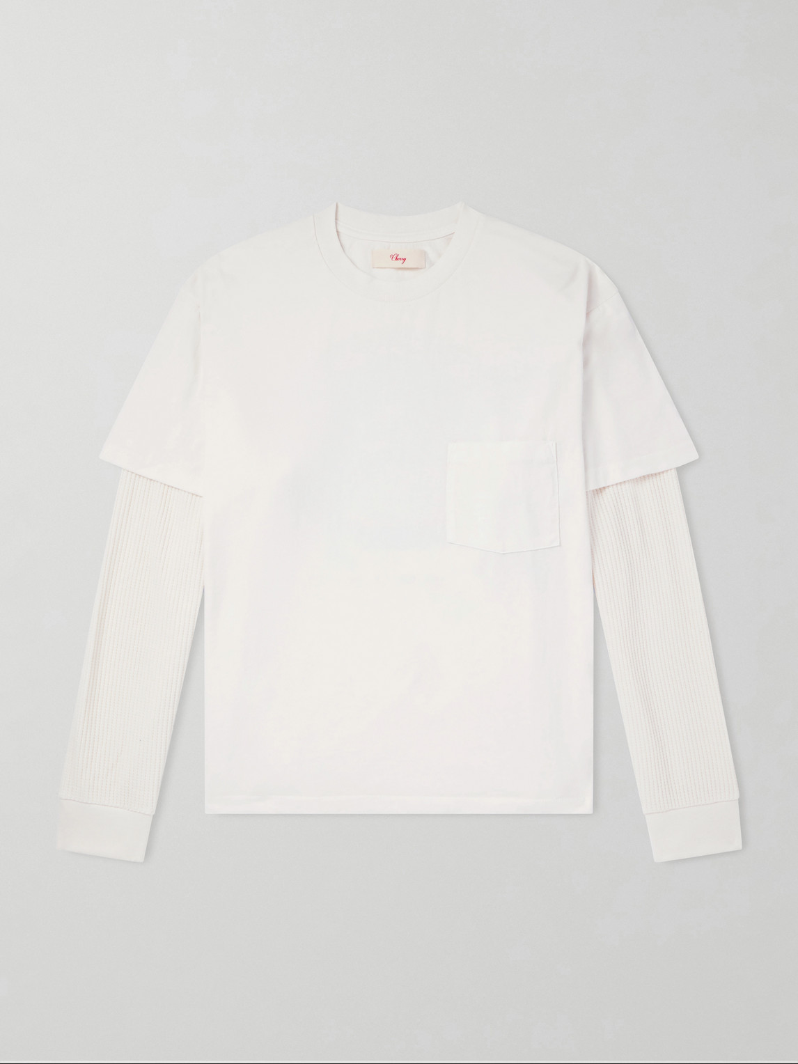 Cherry Los Angeles Waffle-trim Cotton-jersey Sweater In White