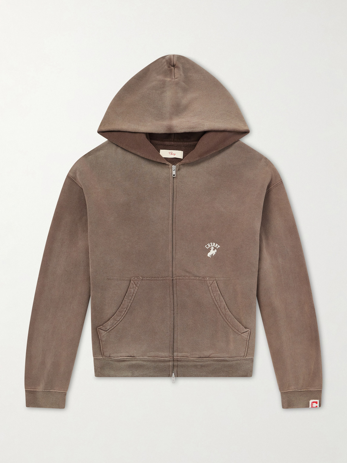 Cherry Los Angeles Logo-embroidered Paint-splattered Cotton-jersey Hoodie In Brown