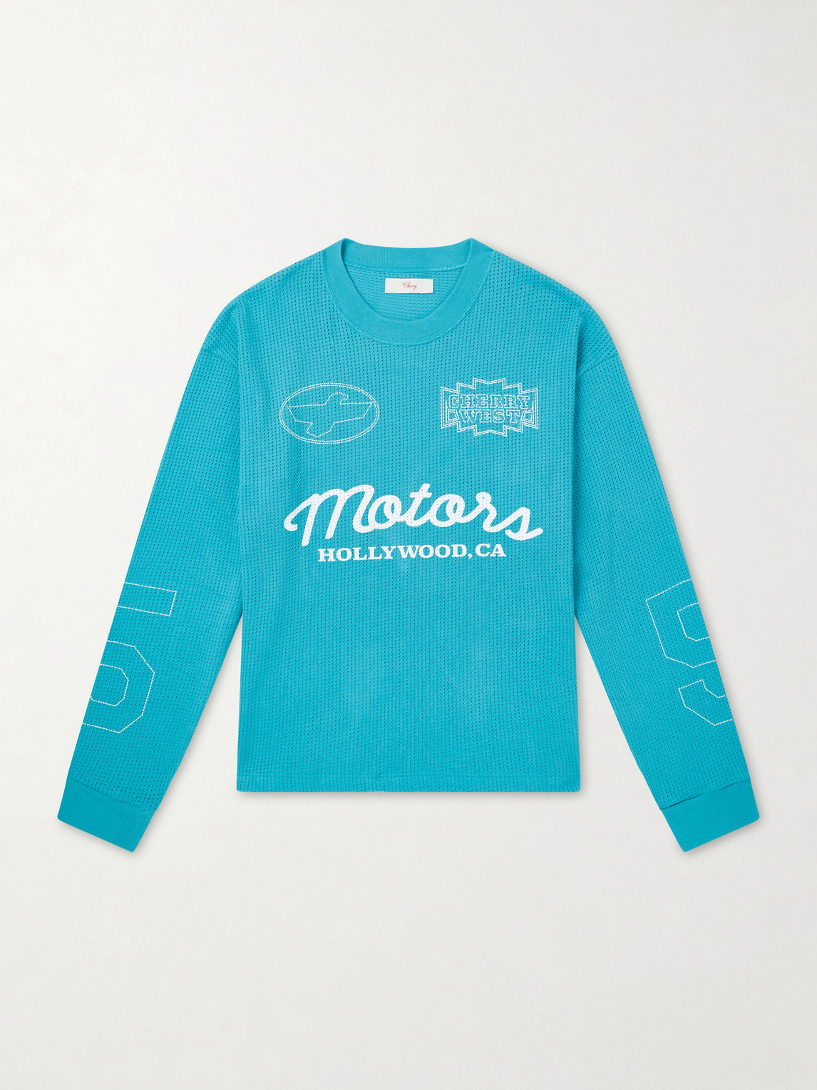 Cherry Los Angeles Logo-print Cotton-mesh T-shirt In Blue