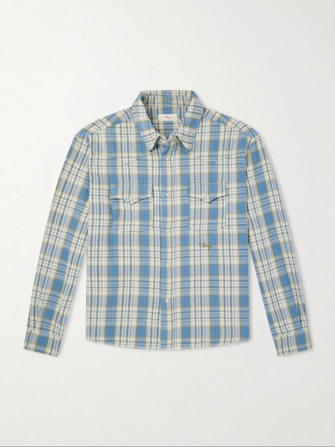 Cherry Los Angeles Checked Cotton Western Shirt In Blue