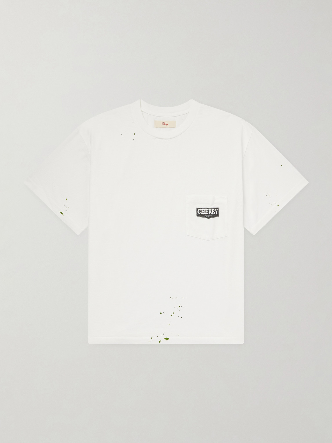 Cherry Los Angeles Logo-print Paint-splattered Cotton-jersey T-shirt In White