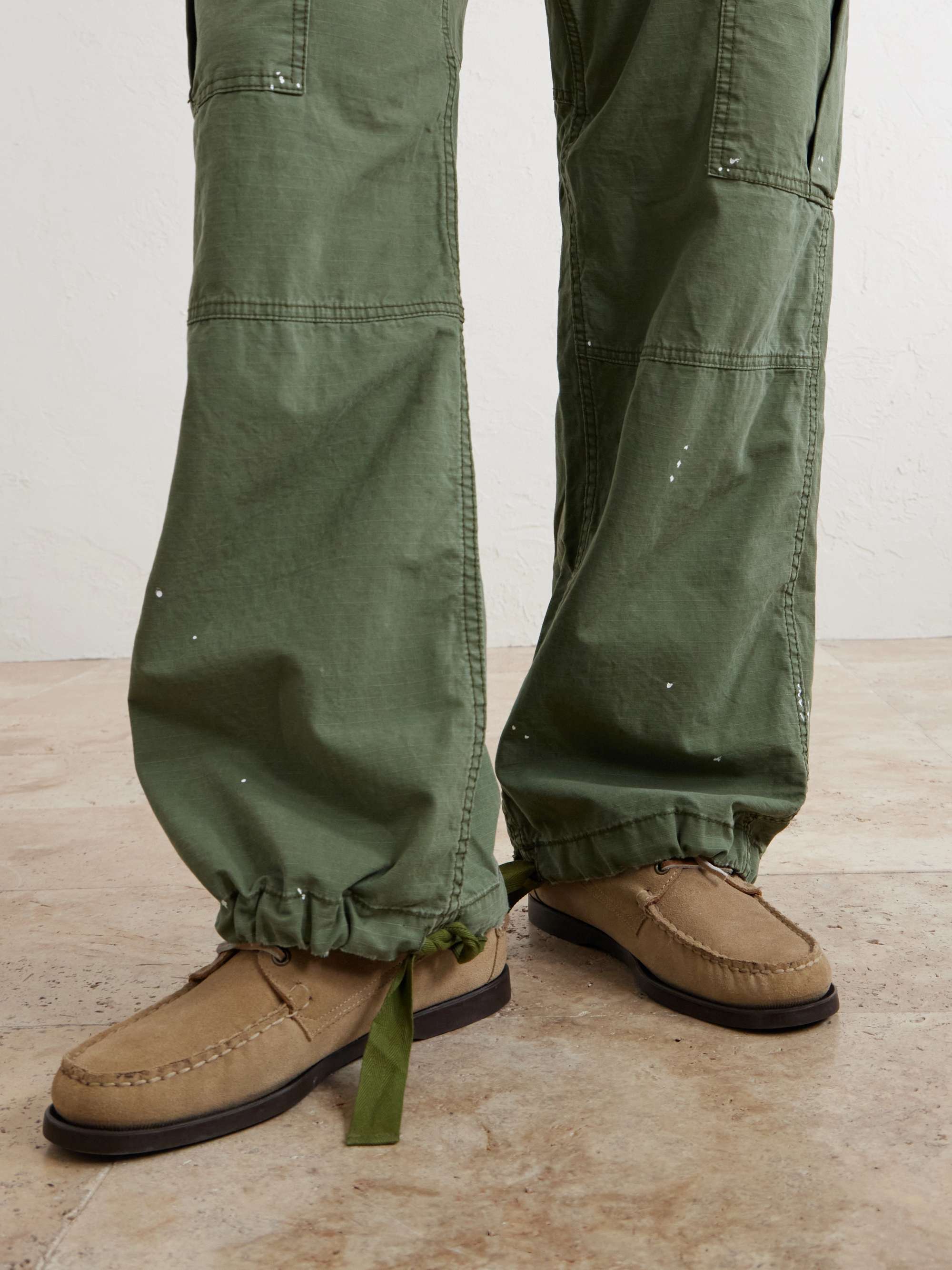 CHERRY LOS ANGELES Wide-Leg Paint-Splattered Cotton-Ripstop Cargo