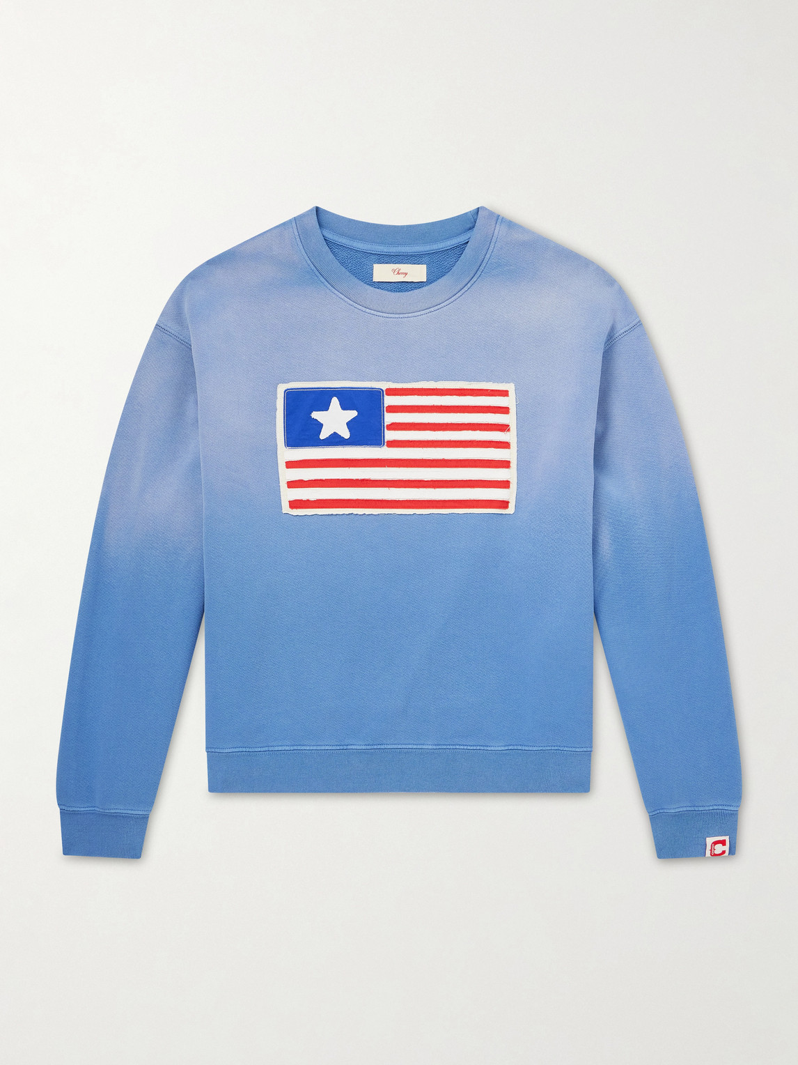 Cherry Los Angeles Embroidered Cotton-jersey Sweater In Blue