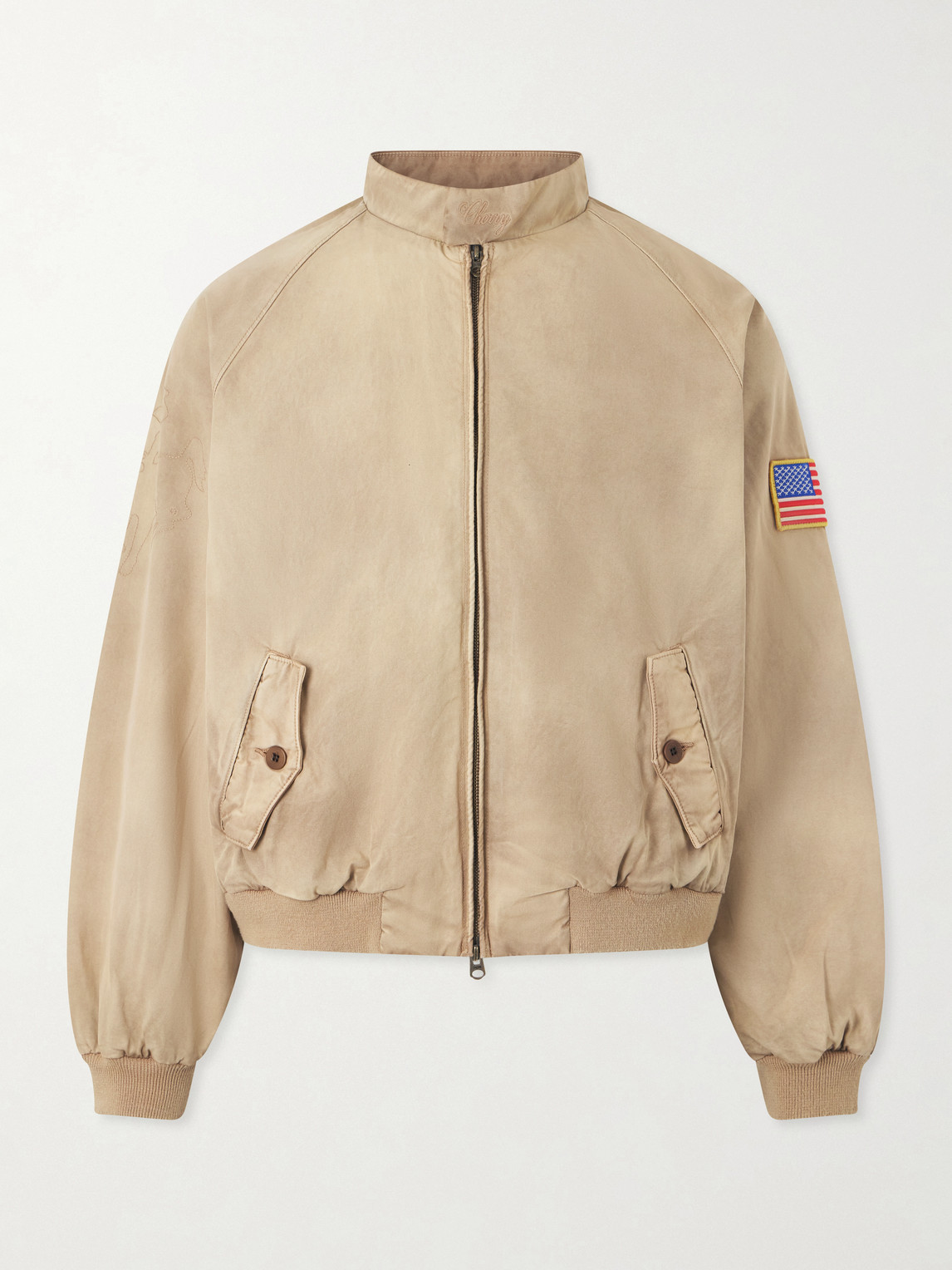 Cherry Los Angeles Logo-embroidered Cotton-twill Bomber Jacket In Brown