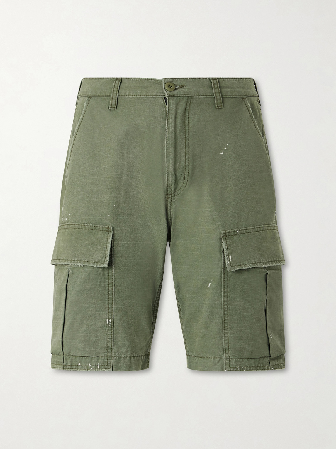 Cherry Los Angeles Camouflage Paint-splattered Cargo Straight-leg Shorts In Green