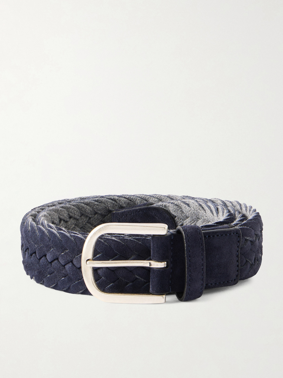 Canali 3cm Woven Suede And Wool Belt In Blue