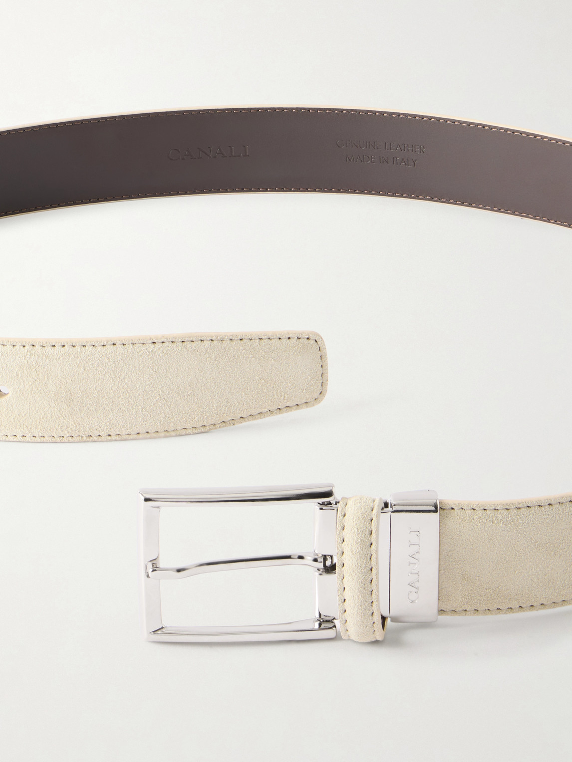 Canali 3.5cm Suede Belt In Red